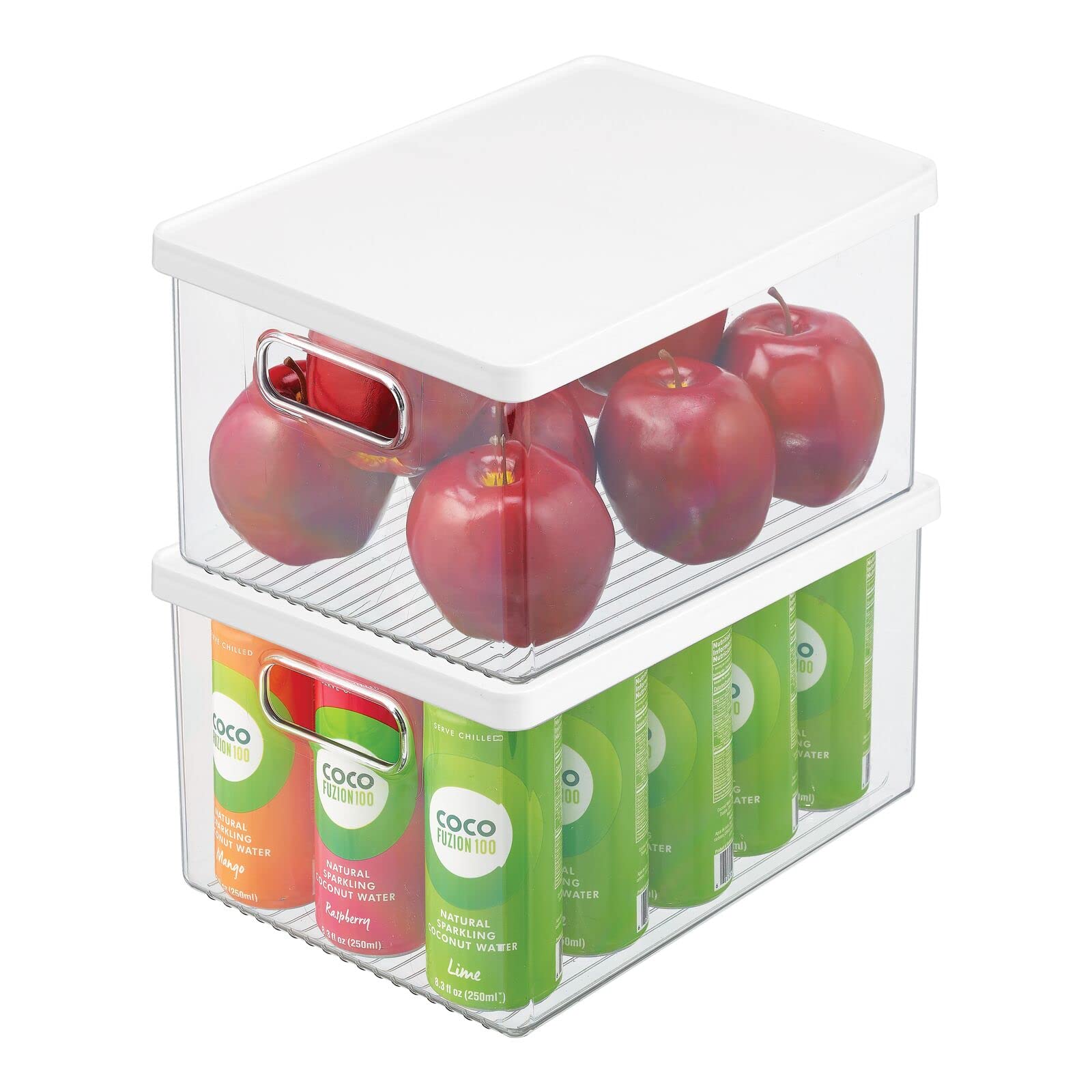 MDesign Aufbewahrungsbox 2er-Set – Transparent/grau, Mit Deckel Und Griffen, BPA-frei, Für Kühlschrank Und Küche