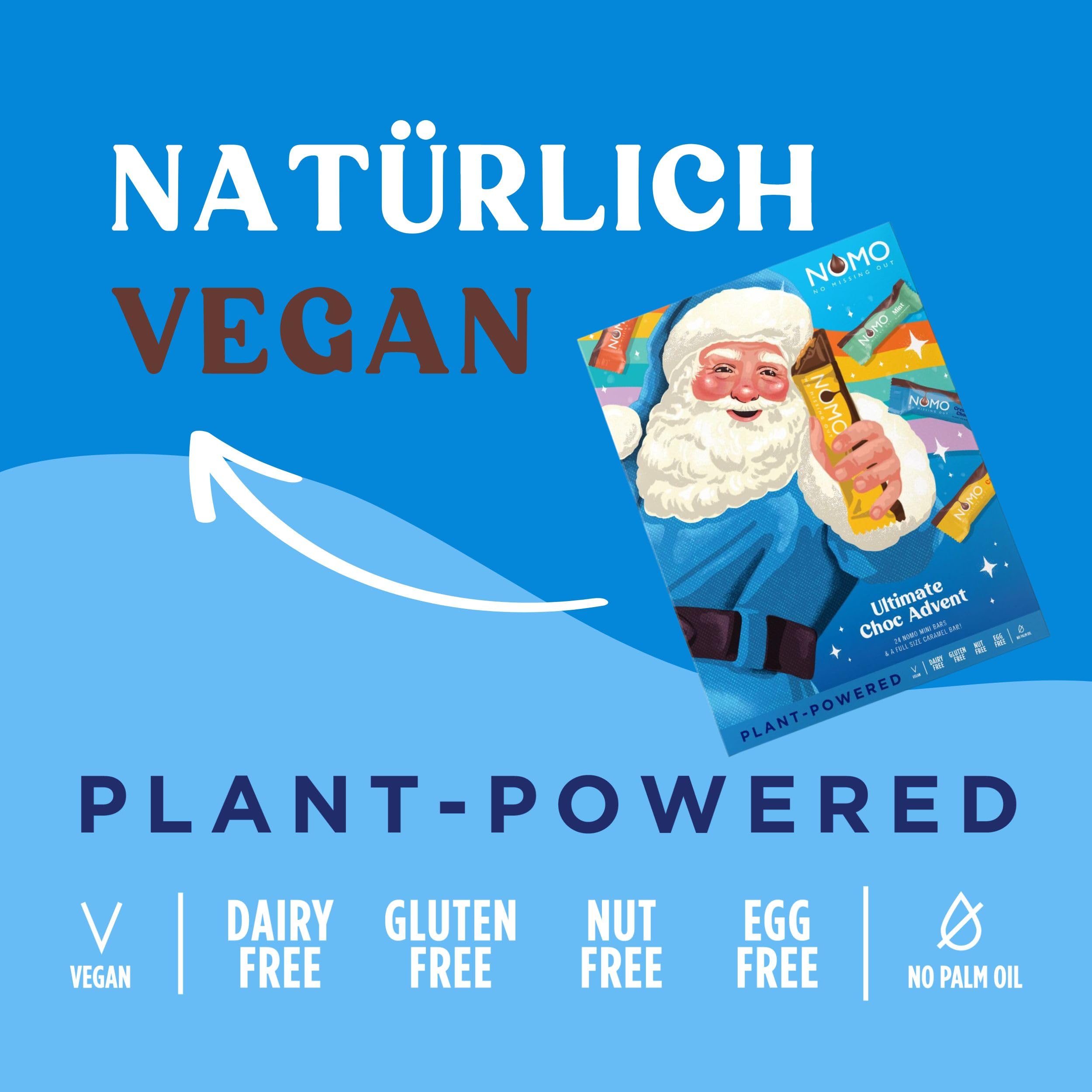 NOMO Mixed Mini Riegel Adventskalender - 320g - Allergenfreie Weihnachten - Laktosefrei, Glutenfrei, Nussfrei, Eifrei - Rainforest Alliance Zertifiziert - 100% Vegan