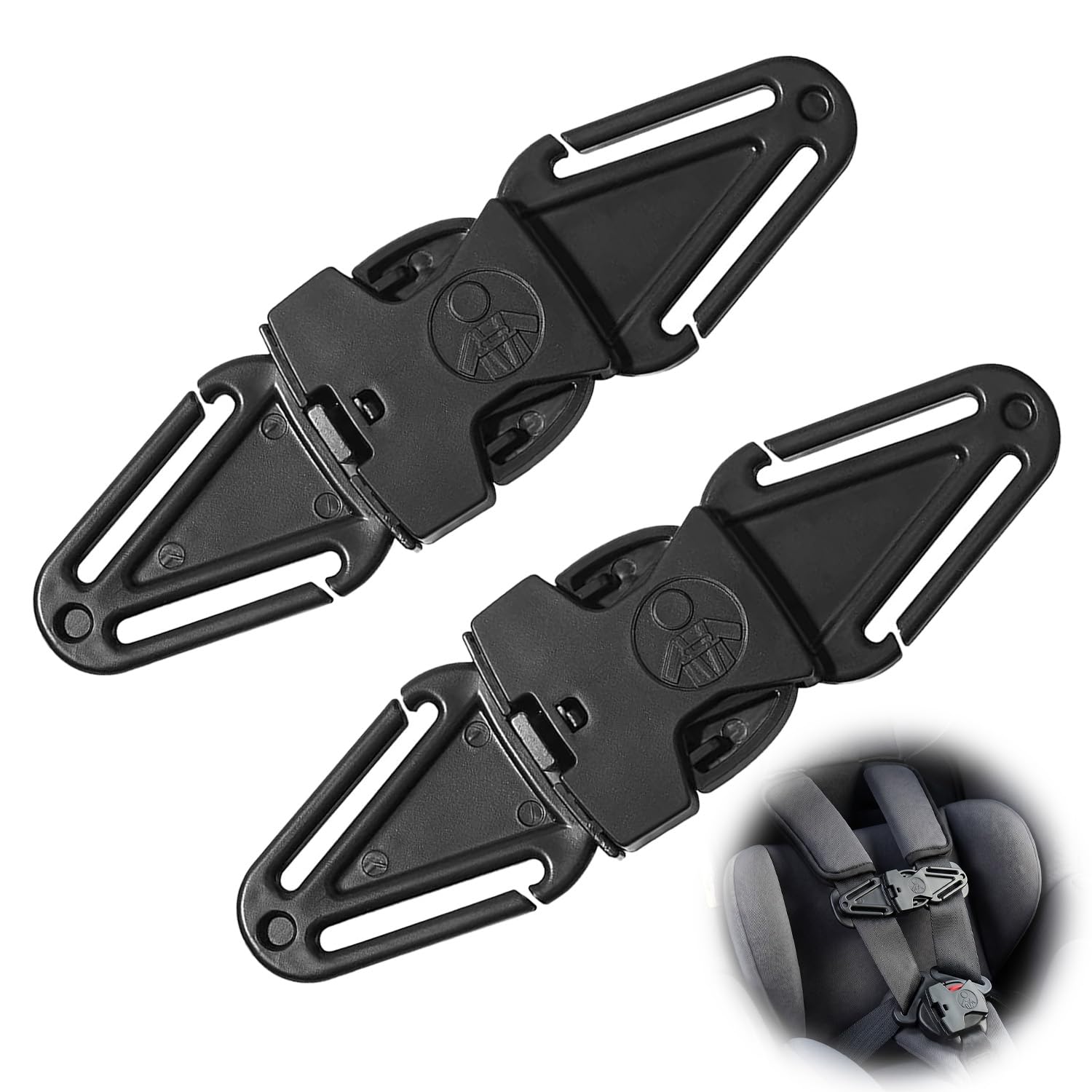 2PCS Anti Escape Car Seat Straps, Universal Car Seat Safety Clip to Help Keep Harness in Place, Child Seat Belt Clip for Toddlers and Travel