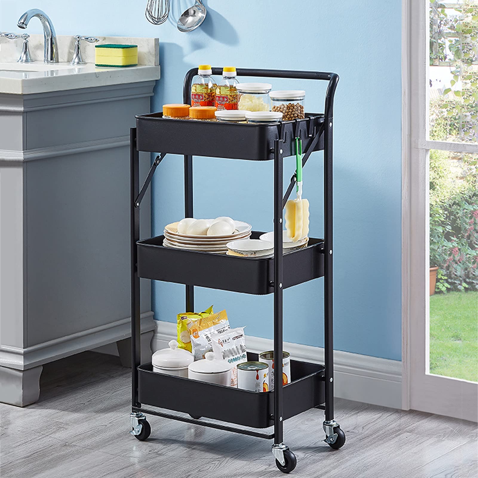 Amazon.com - Serving Trolley Foldable Utility Cart, Metal
