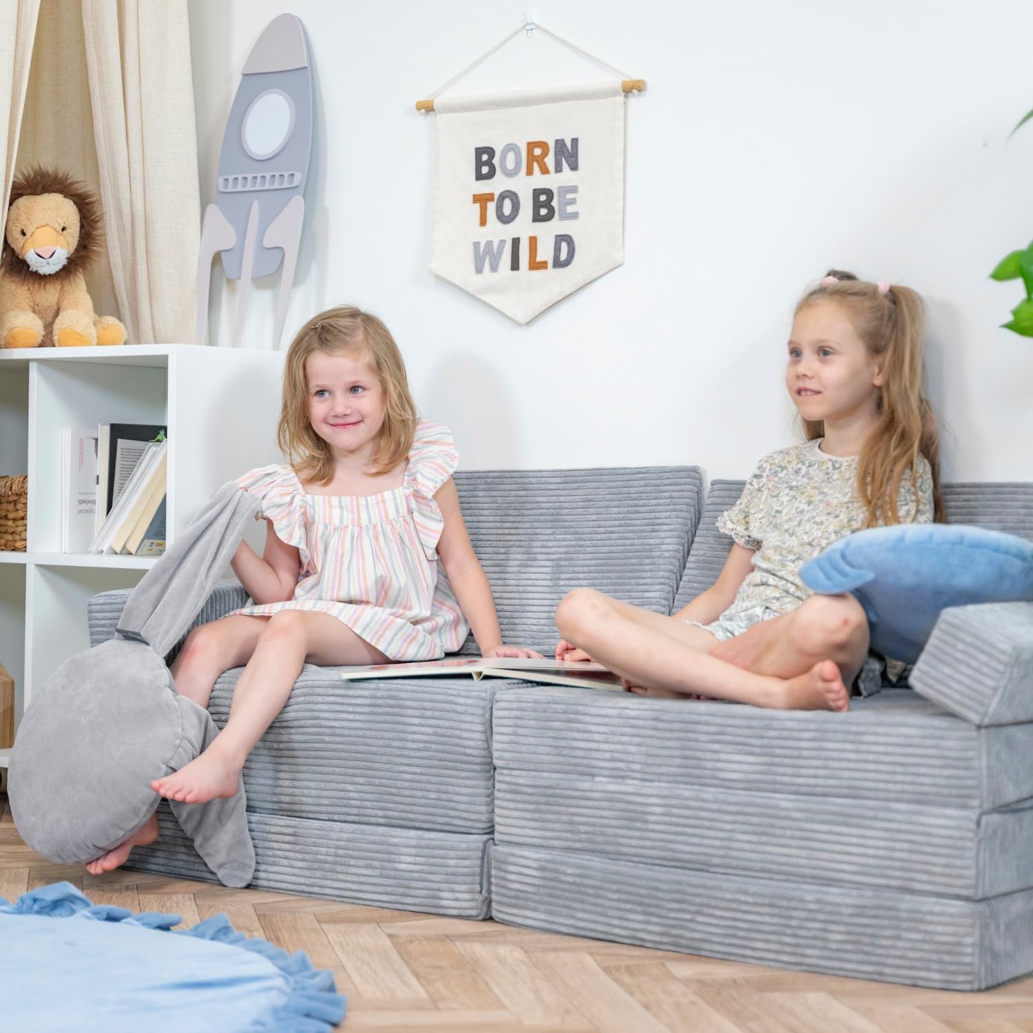 KiddyMoon Sofa dziecięca rozkładana z pianki, sofa do zabawy dla dzieci, sofa do spania, fotel dziecięcy, kanapa dla dzieci, sofa do pokoju dziecięcego, kanapa dziecięca, materac składany, materace