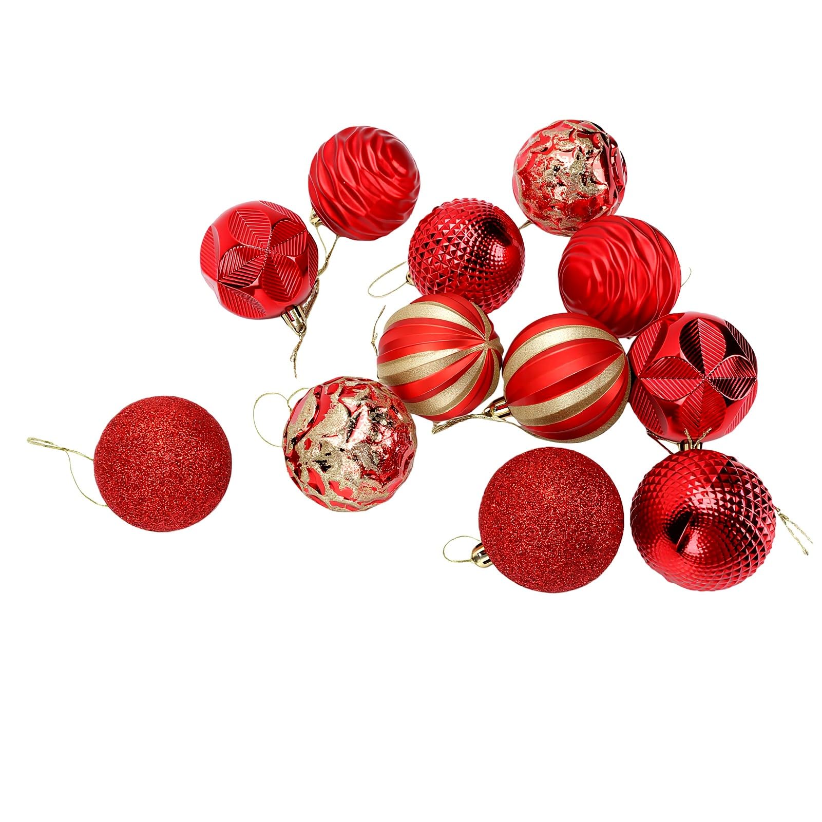 Cocoarm 12 Pezzi Ornamenti Natalizi Sferici Infrangibili, 6cm (rosso)