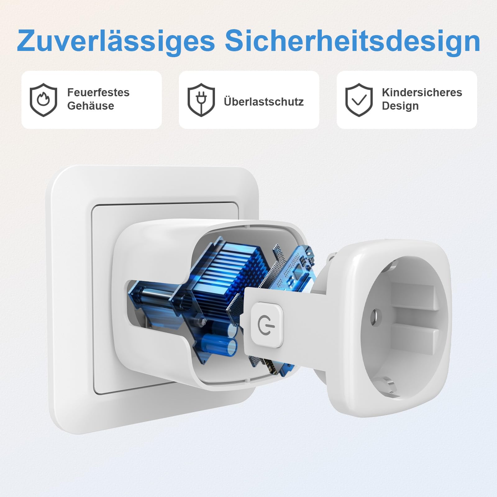 SURFOU Gniazdko Wi-Fi współpracuje z Alexa i Google Home, 2,4 GHz WiFi Smart Plug 16 A ze sterowaniem za pomocą aplikacji, programatorem czasowym, sterowaniem głosem, zdalnym dostępem, nie wymaga