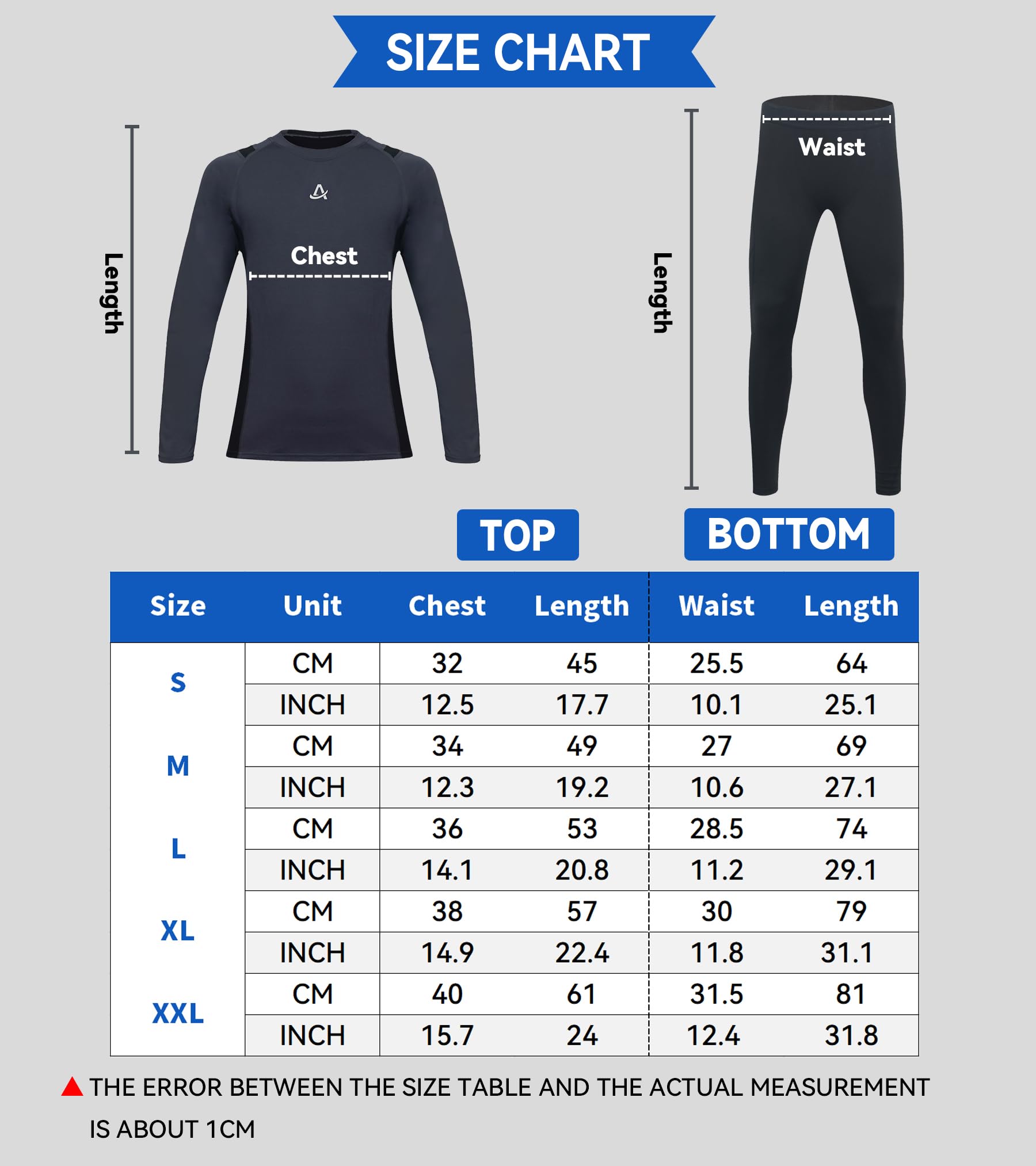 AMZSPORT Biancheria Intima Termica per Bambini, Set Intimo a Manica Lunga per Ragazzi, Comfort e Traspirabilità per lo Sci, il Calcio e gli Sport Invernali