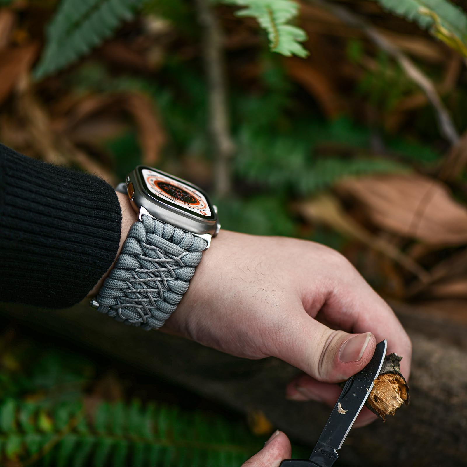 Tefeca Titan Series Paracord Band Compatible with Apple Watch Ultra 2/Ultra 49mm, Series 10 46mm, Series 9/8/7 45mm - Image 4