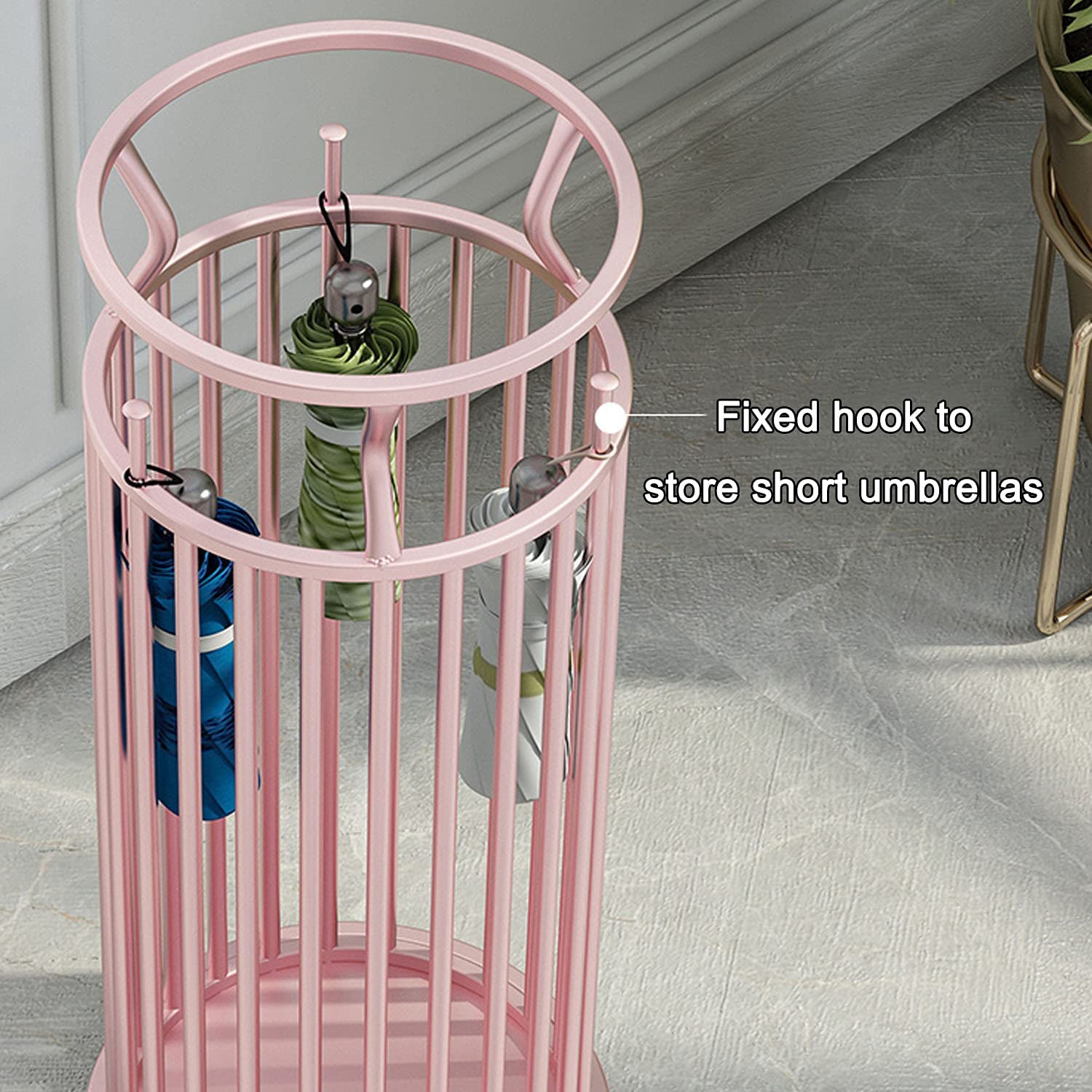 F Fityle Porte-Parapluie Métallique Doré - Support Stable Pour Entrée Et Couloir, Capacité Parapluies Longs Et Pliants