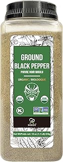 Soeos Organic Ground Black Pepper, Non-GMO, Freshly Peppercorn Powder Bulk, Packed to Keep Peppers Fresh, Ready to Use Peppercorns for Refill, 18 oz (510g)