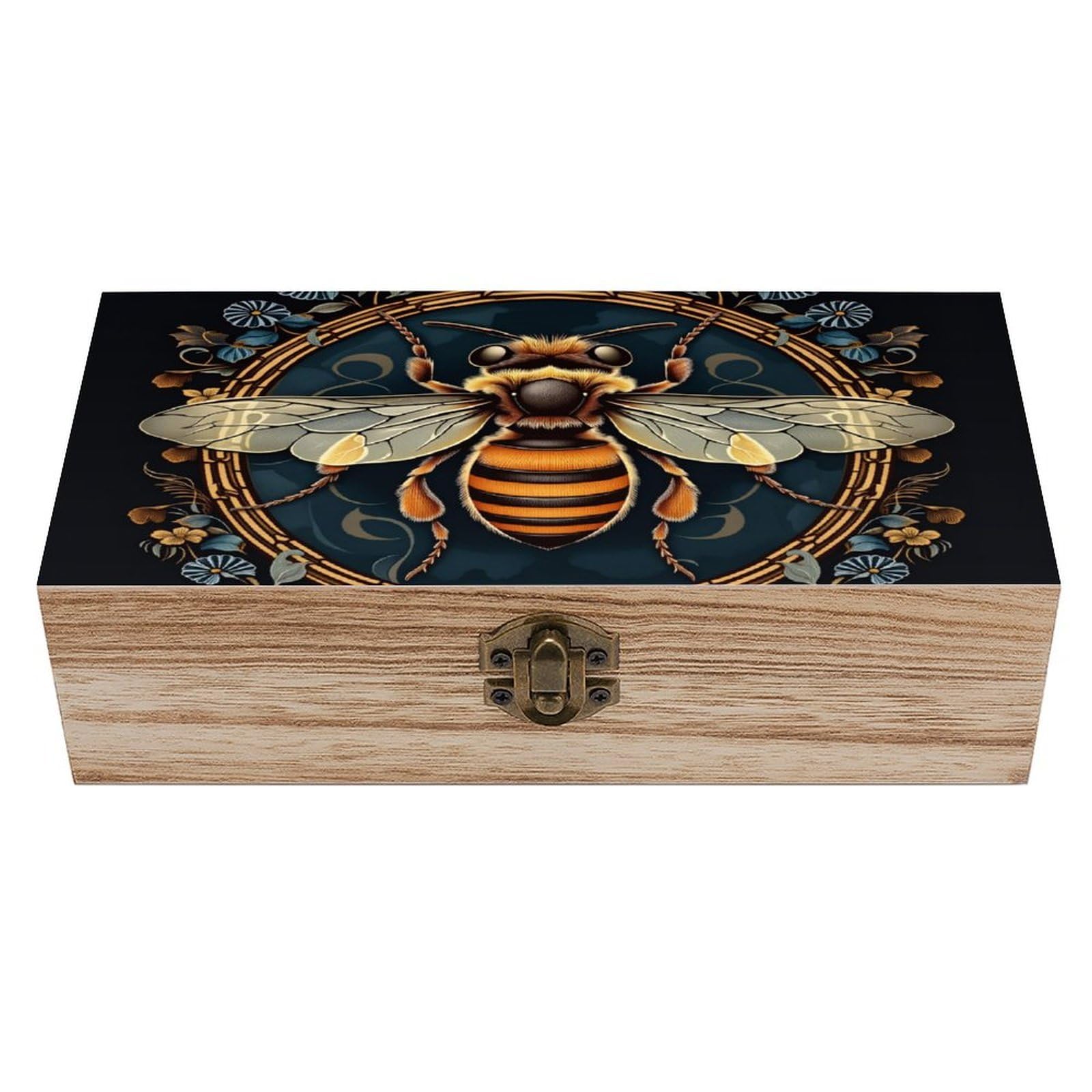 asbwuo Bee Vintage Wooden Keepsake Box