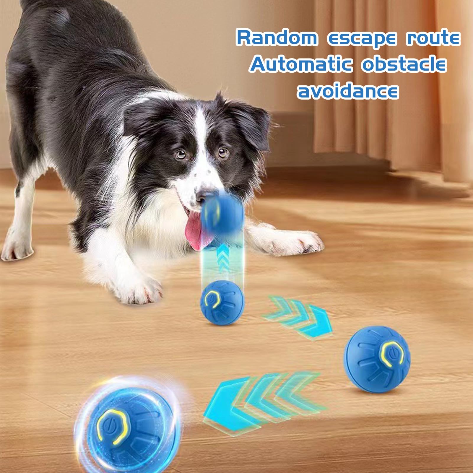 Pallina Interattiva E-TPU Per Cani – Auto-Movente Con 3 Modalità E Ricarica USB-C, Per Taglie Grandi E Medie (Blu)