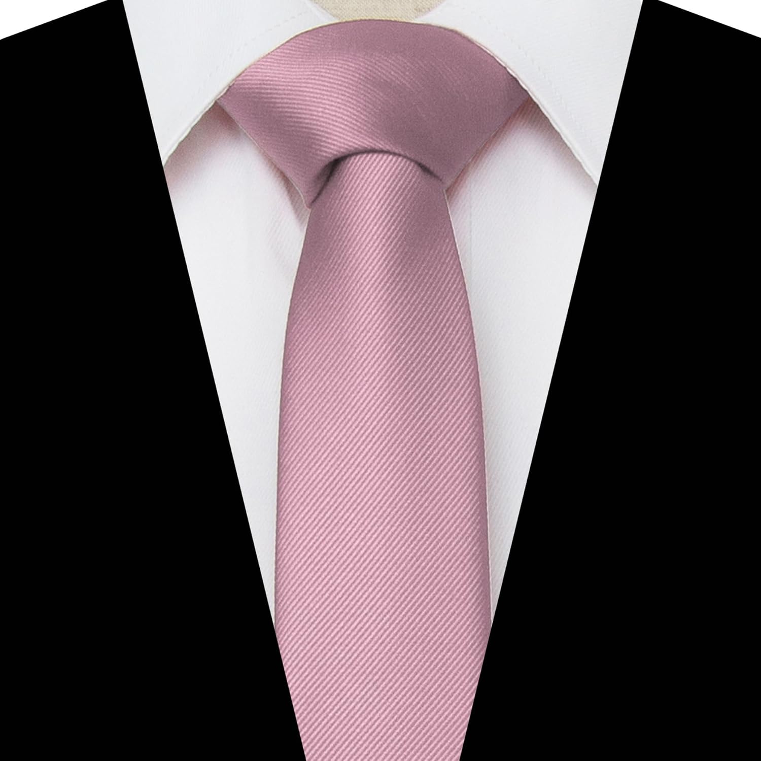 JEMYGINS 2.4" Solid Color Skinny Tie and Pocket Square with Tie Clip Sets for Men (6cm) - Image 4