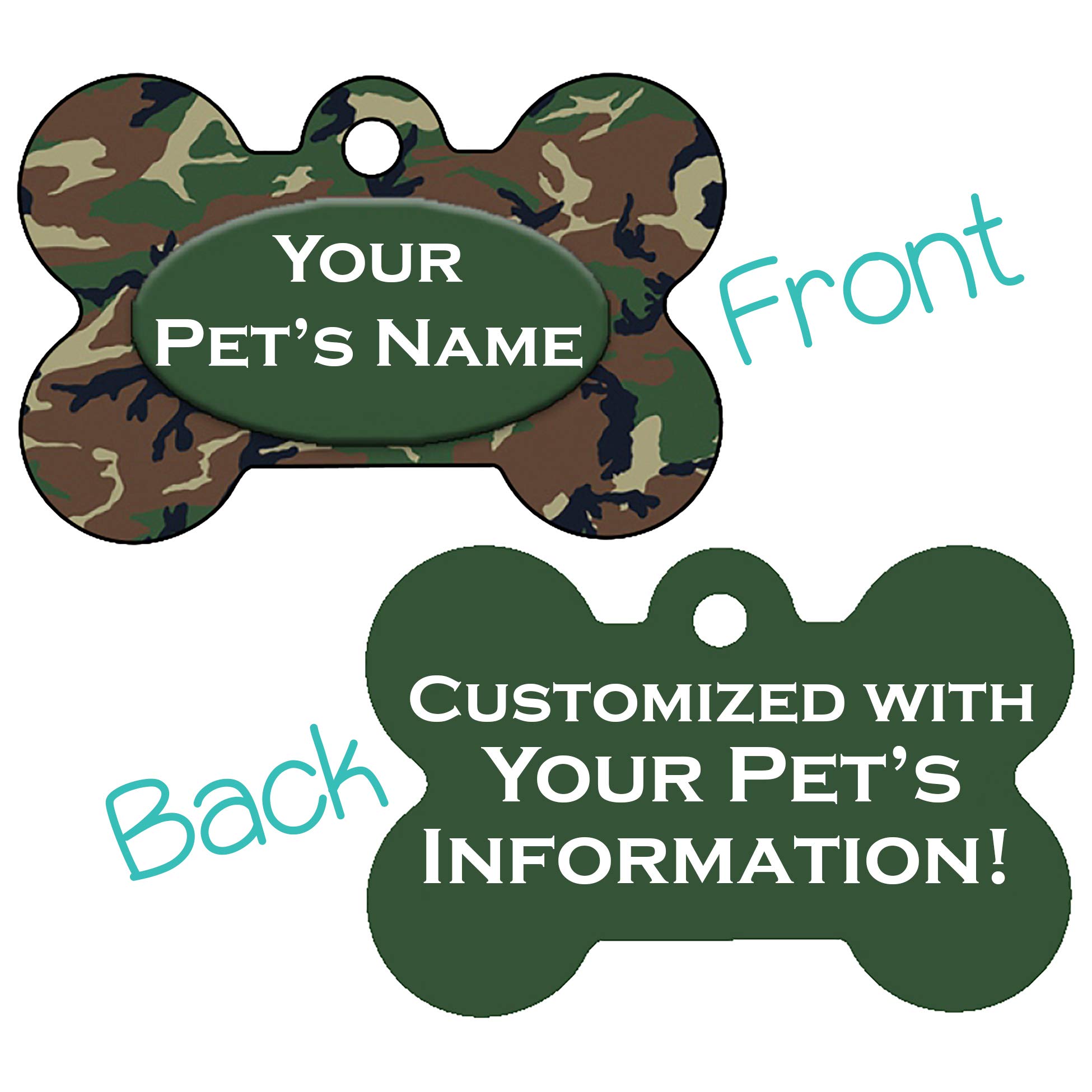 uDesignUSA Double Sided Camo Print Pet Id Dog Tags Personalized with 4 Lines of Text (Green)
