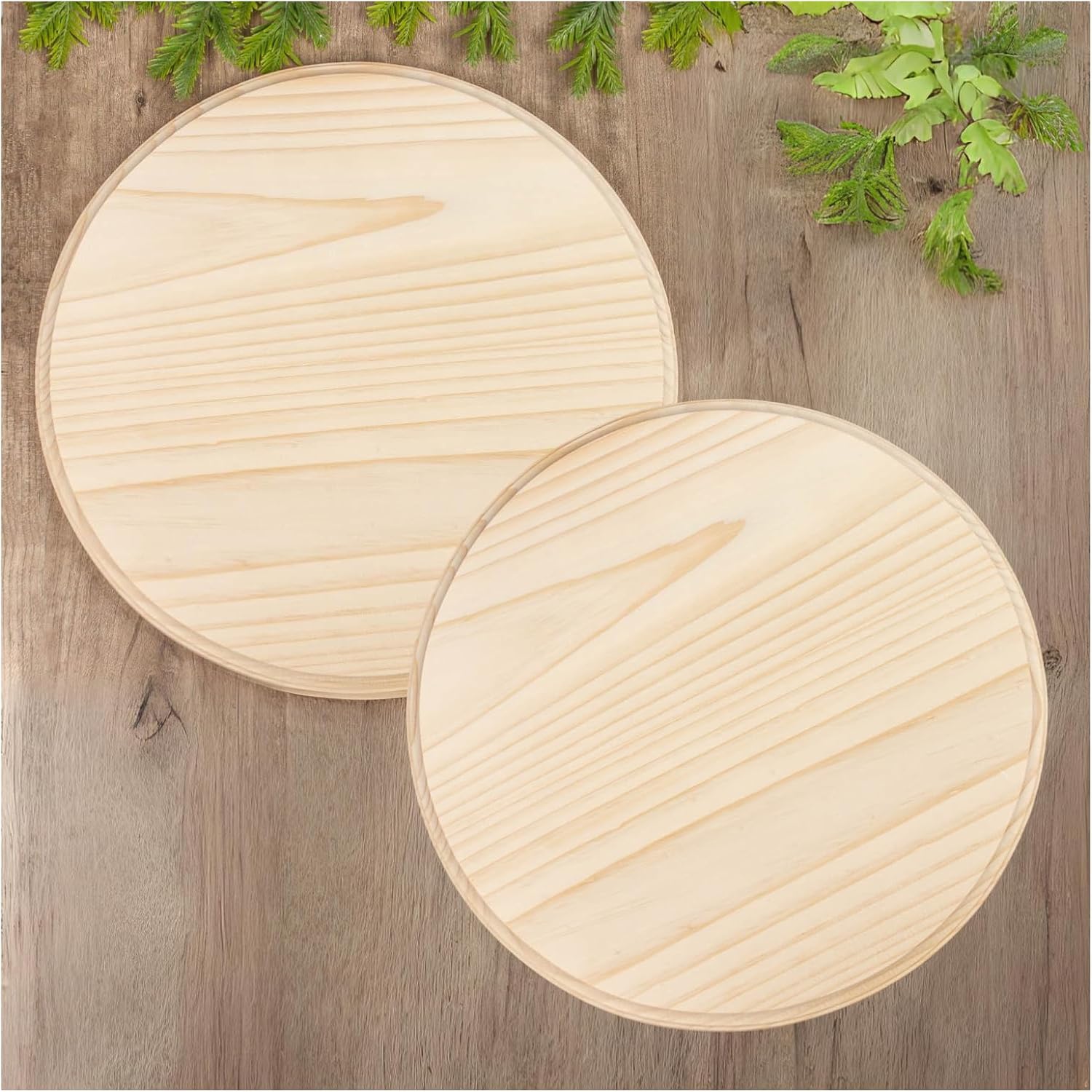 Factory Direct Craft Unfinished Wood Beveled Edge Circle Plaques Set of 2 - Blank Wooden Circle Signs for DIY Crafts and Projects (15 Inches Diameter)