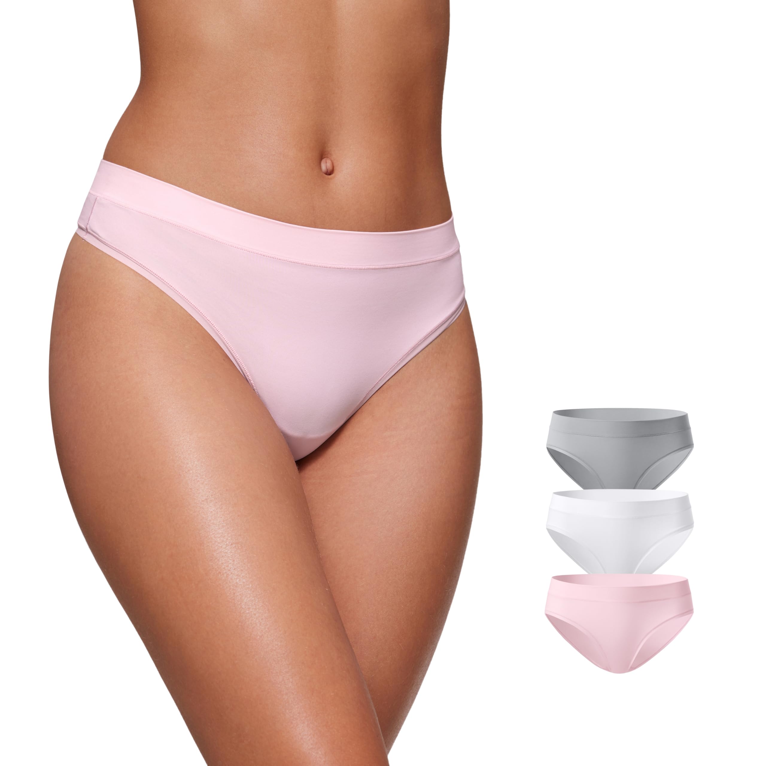 CRZ YOGA Softhold High Rise Bikini Underwear for Women - Sexy Tagless Hipster Stretch Breathable Ladies Cheeky Panties 3 Pack