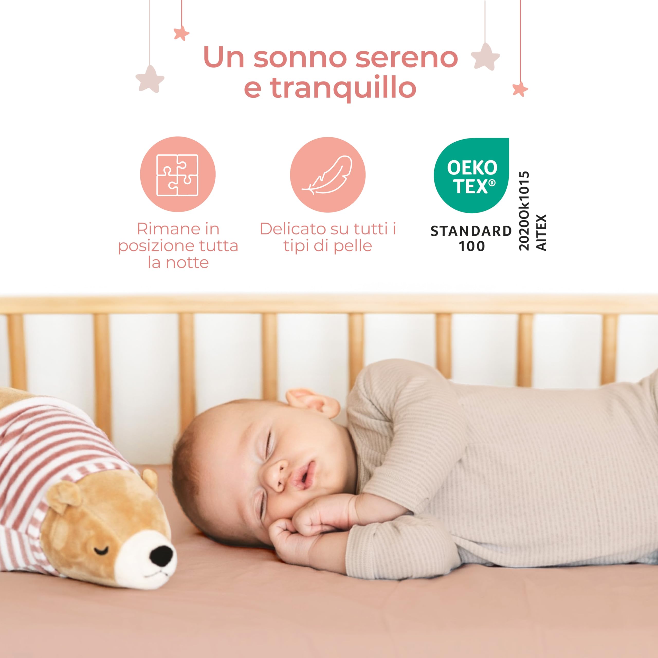 Dreamzie Set 2 Lenzuola Culla 40x80 Cotone - Lenzuolo Con Angoli, Oeko-Tex Certificato - Per Carrozzina E Passeggino Neonato - Rosa/Bianco