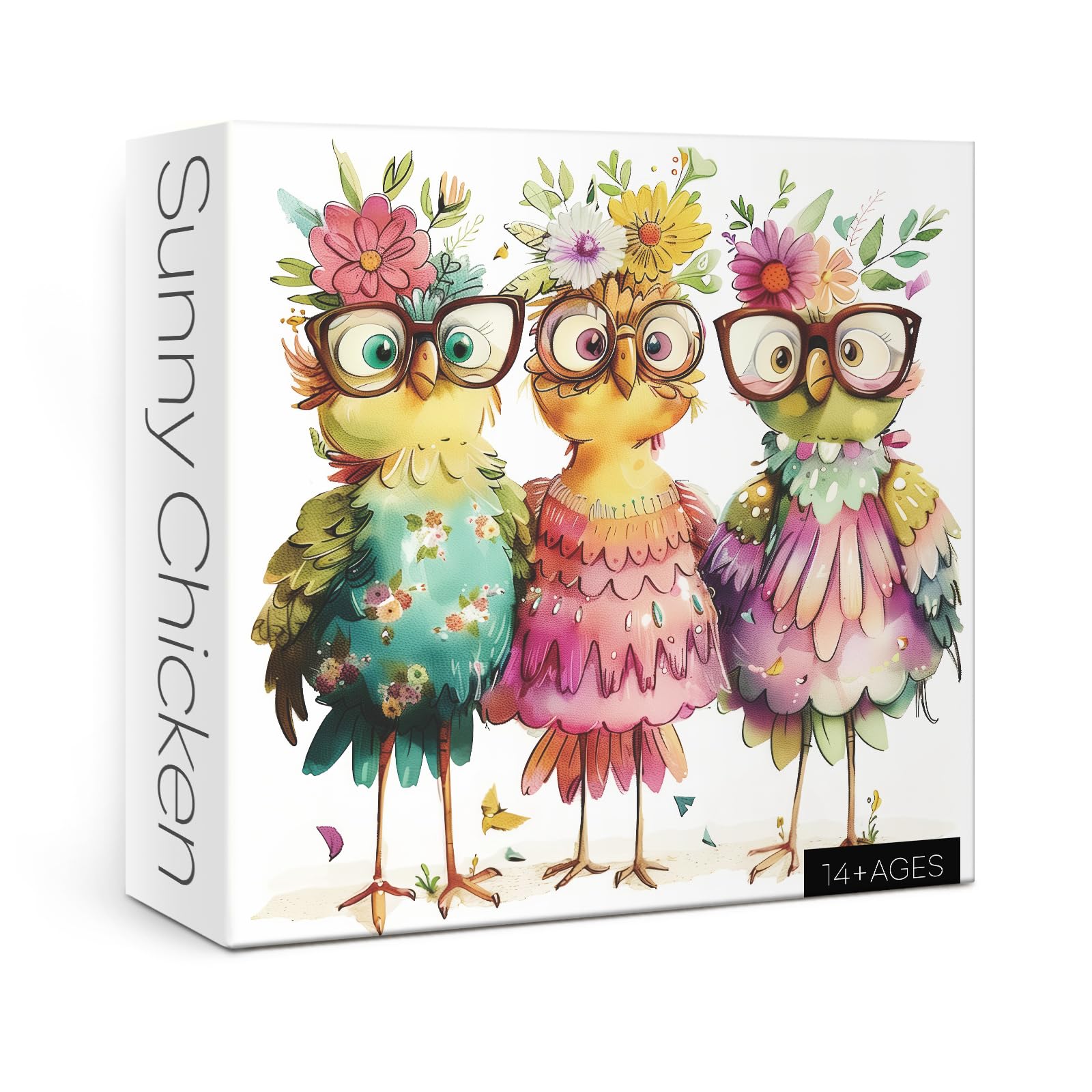 Divertidos rompecabezas de pollo para adultos de 1000 piezas, rompecabezas de flores de pájaros, hermosos rompecabezas de arte de animales