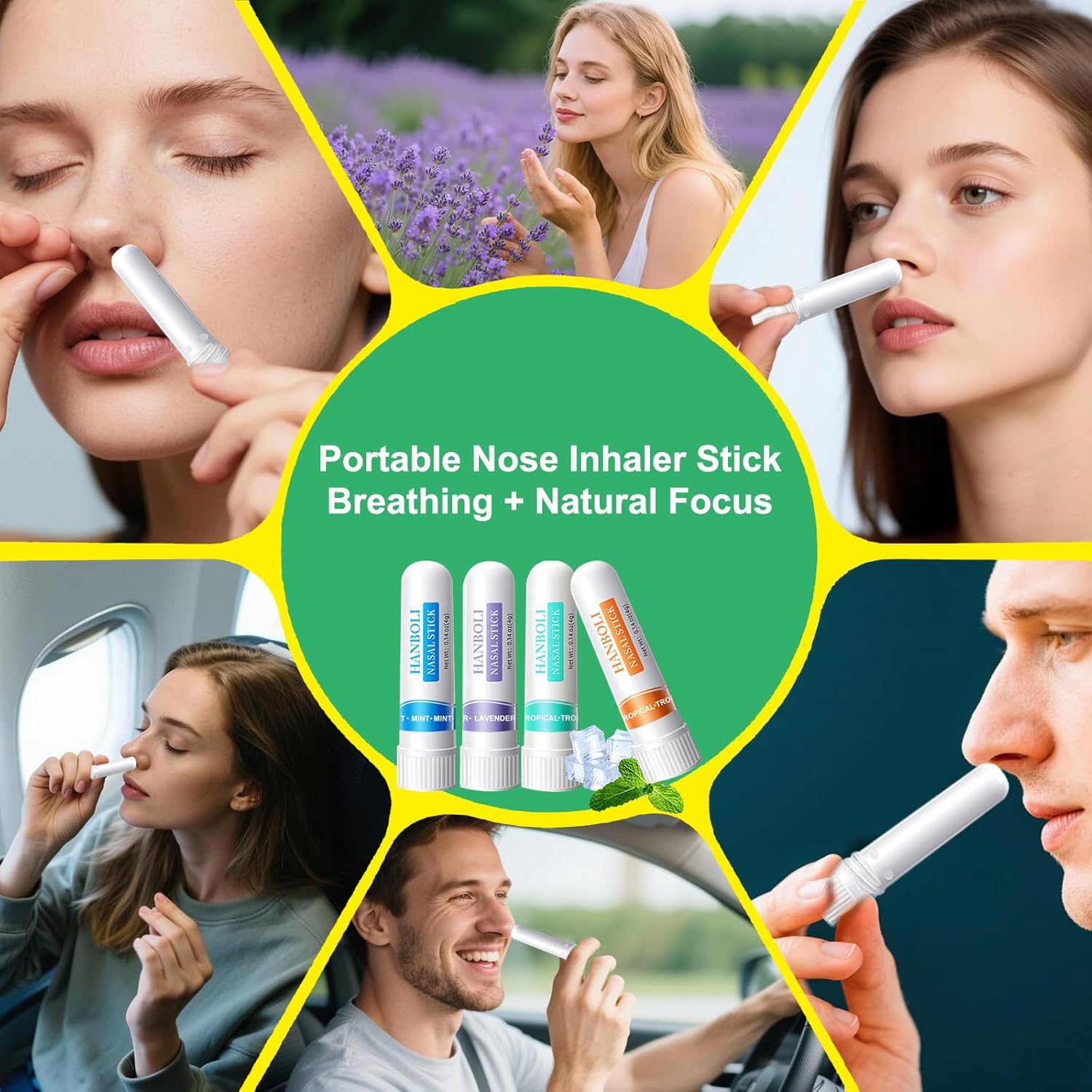Nasal Sticks, Portable Nasal Stick for Daily Refreshing, Nose Inhaler Sticks, Nose Inhaler Boost Energy Set, Natural Cool Refreshing Sensation - Image 3