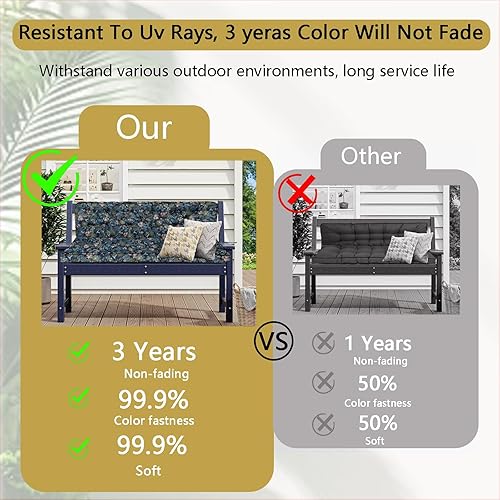 Miniatura 4 de Cojín de columpio para porche de tres asientos, cojines impermeables de repuesto con respaldo, muebles de jardín al aire libre, patio, cojines