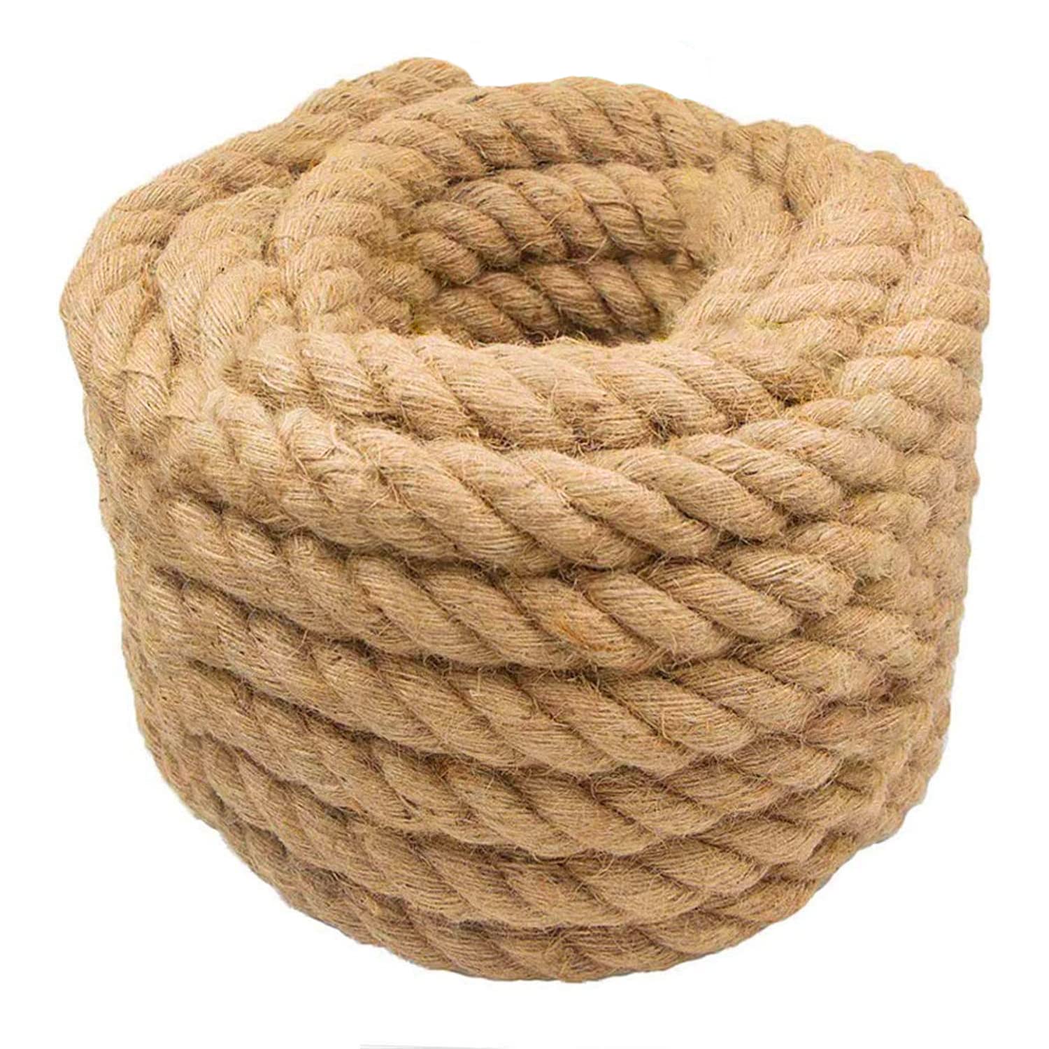 Awagas Brown 10 M X 40 Mm Decking Jute Rope Cord, 33Ft Twisted Thick Hemp Rope, Natural Jute Twine, Twisted Manila String For Gardening Bundling Crafts Climbing Hammock Home Décor