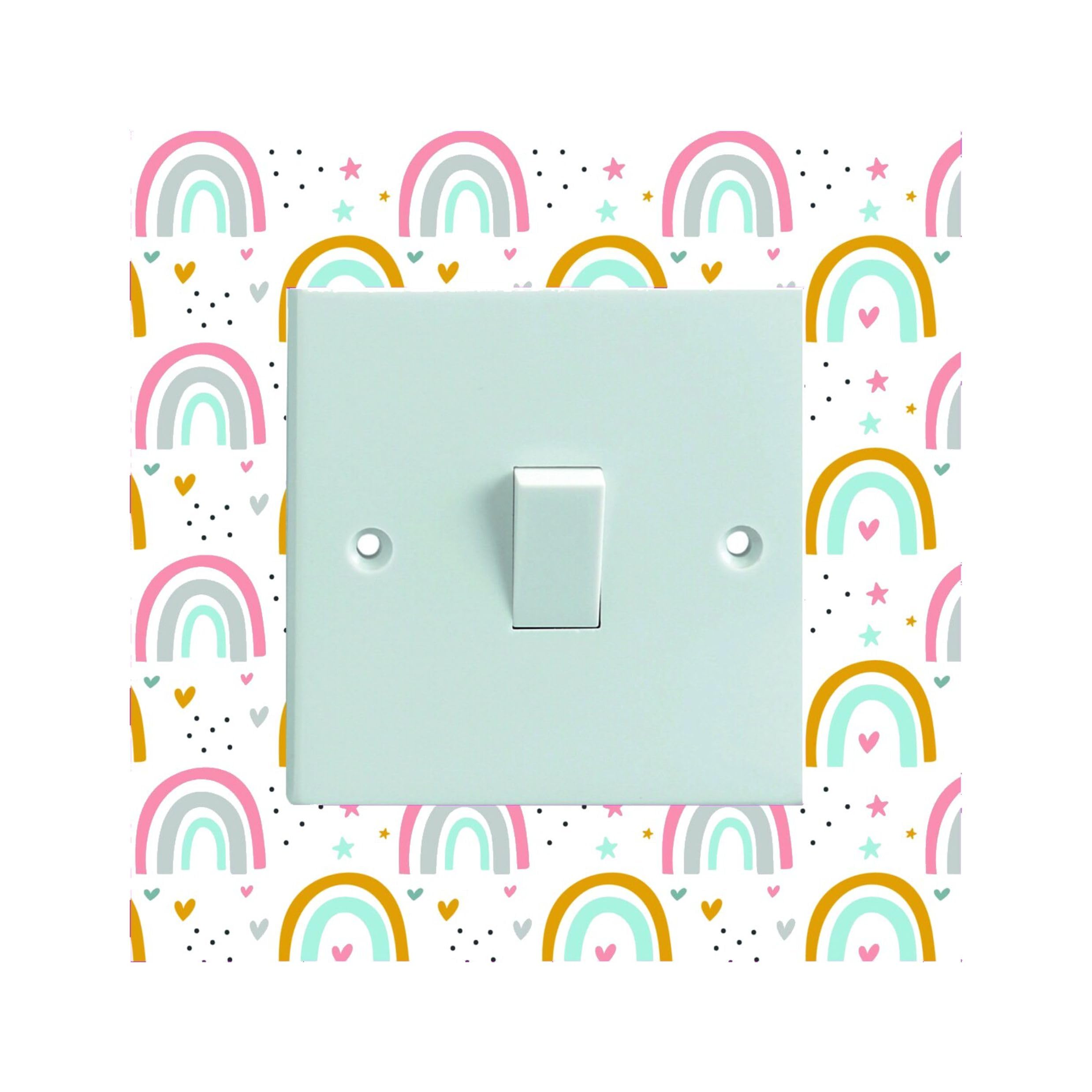 Decalarama White Rainbows Pattern Electrical Light Switch Surround Printed Vinyl Sticker Decal