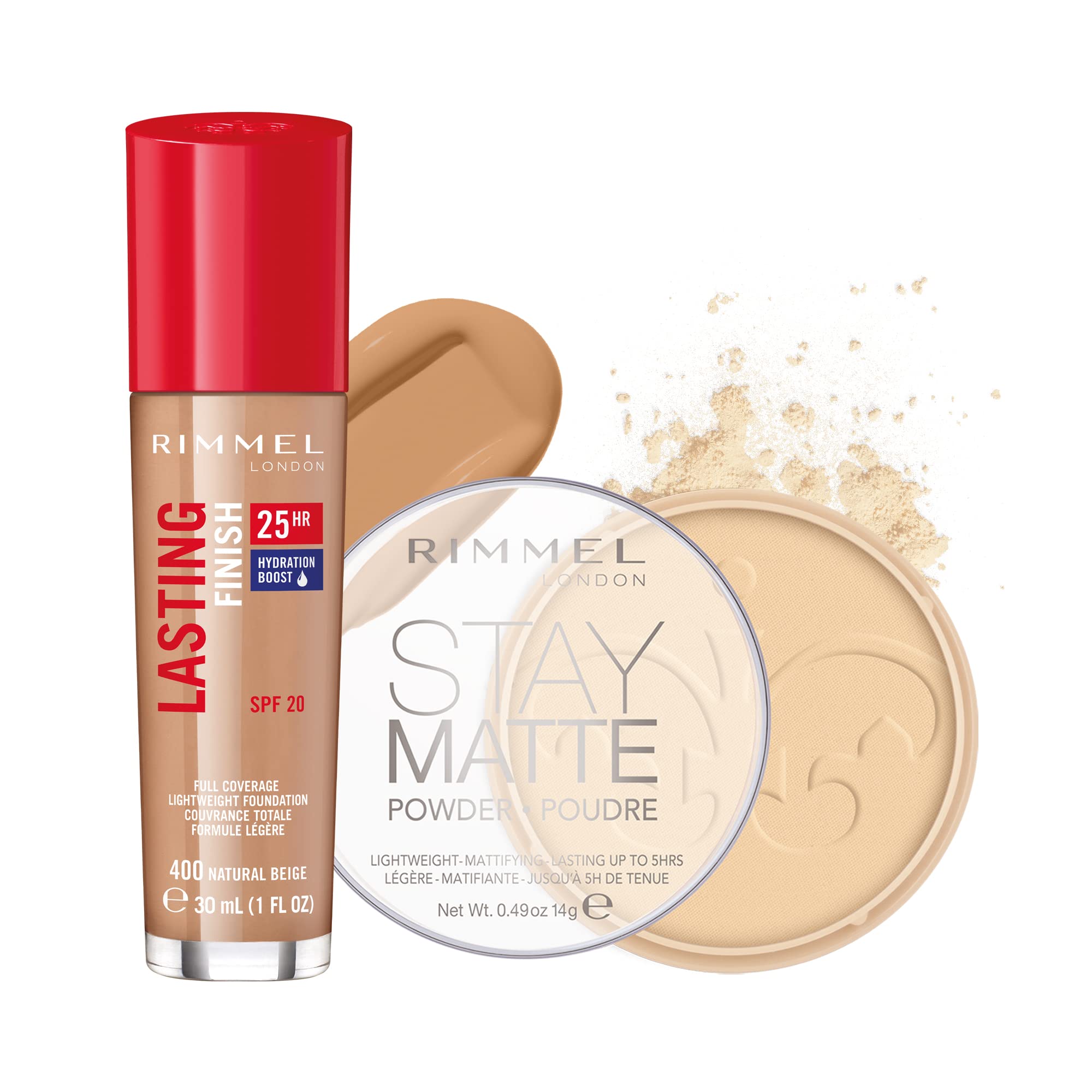 RimmelLondon Stay Matte Pressed Powder Transparent with Foundation Natural Beige