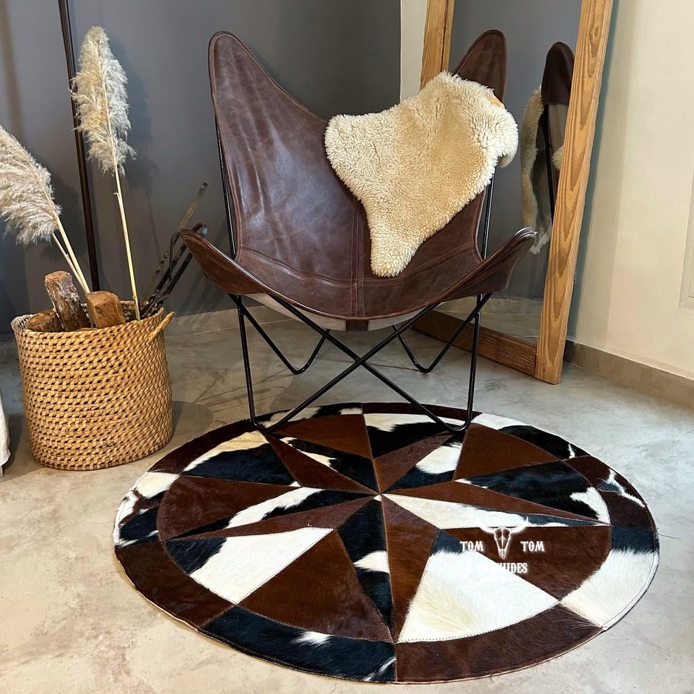 カウハイド パッチワーク ラグ 展示品 ダークブラウン×ブラウン Amazon | TOM TOM COWHIDES ラグ レザースター カウハイドパッチワーク