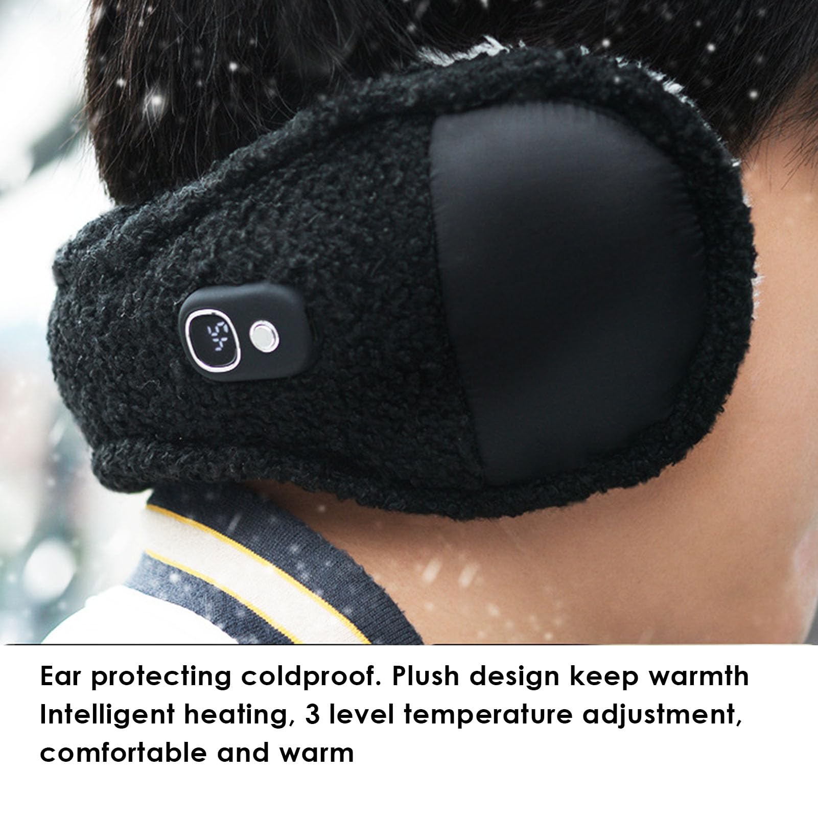 Asixxsix Orejeras Térmicas, Orejeras Térmicas Plegables con 3 Niveles de Temperatura, Calentadores de Orejas Térmicos con Recargable para Hombres Mujeres Invierno Actividades Interiores Al Aire