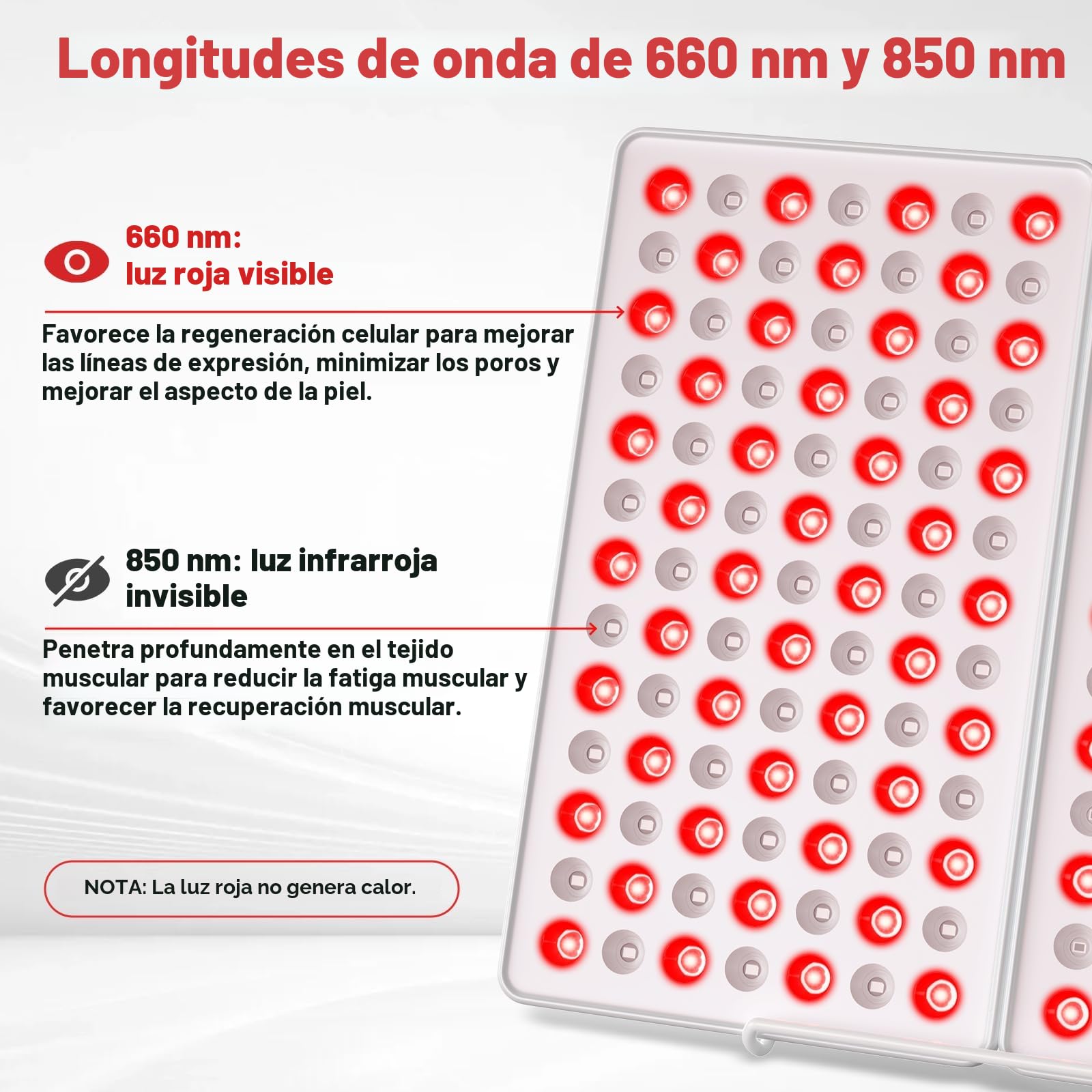 Lampara Luz Roja, 850nm y 660nm Lampara Infrarrojos,182 LED Luz Infrarroja con Soporte y Temporizador,Luminosidad Regulable,Luz Roja Panel para Cara, Cuerpo, Músculos, Espalda(No genera calor)