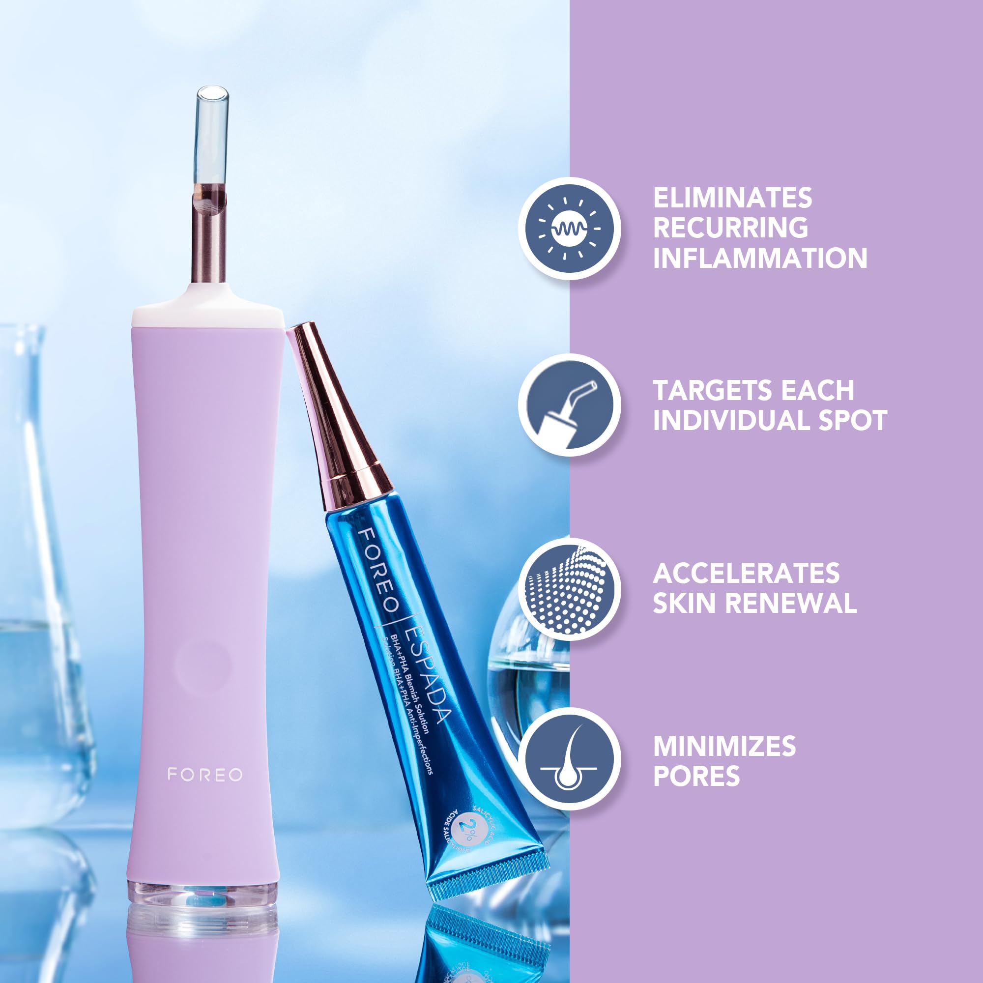 FOREO ESPADA 2 plus Precise Targeting - Skin Care Device for Blemish Treatment - Medical-grade Silicone - Scar & Spot Treatment for Face - Clear Skin – Lavender