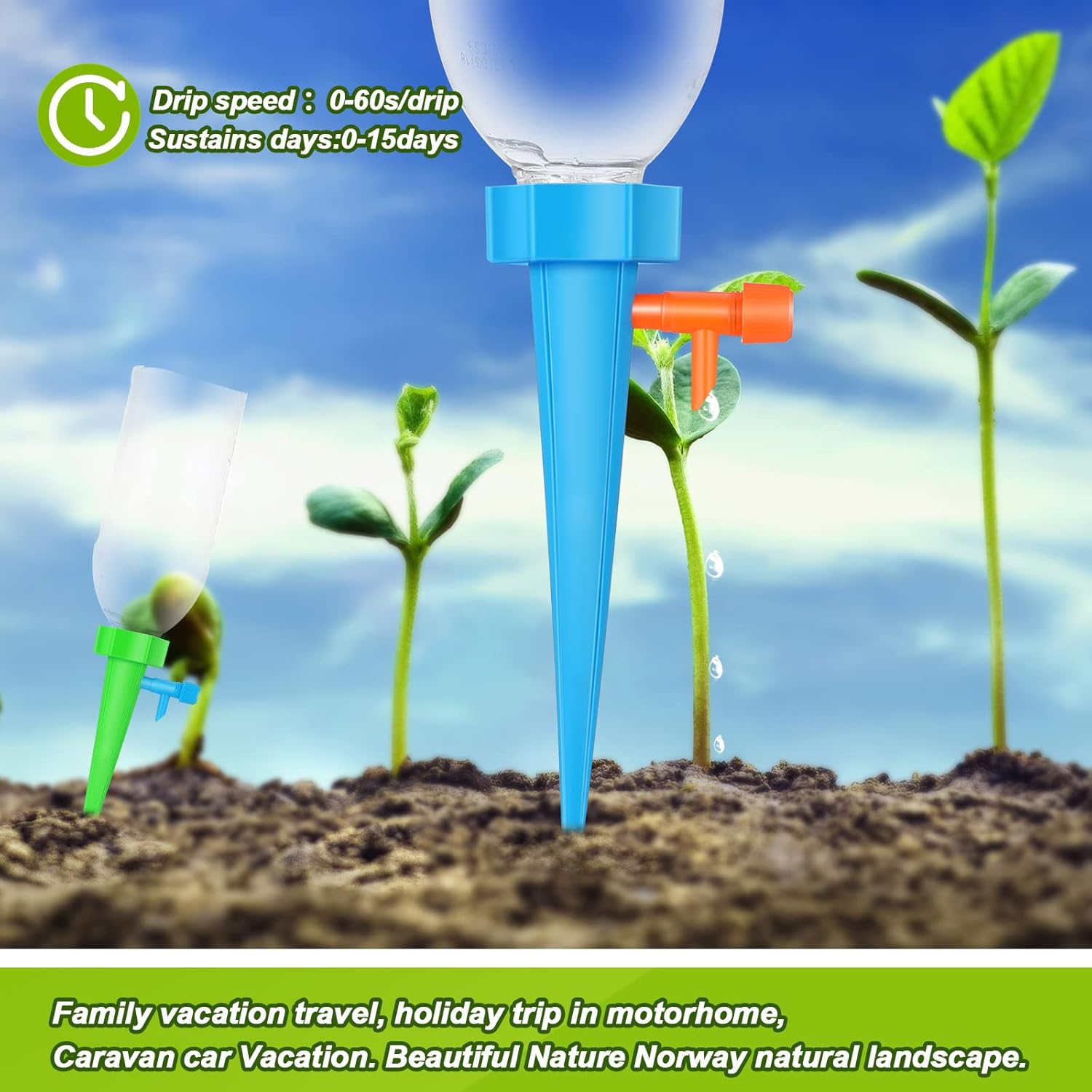 100 Pcs Self Watering Spikes Adjustable Plant Watering Spikes Automatic Plant Waterer Auto Drippers Irrigation Devices with Slow Release Control Valve Switch for Indoor Outdoor Garden Houseplant