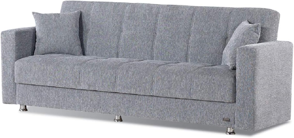 Beyan Signature Empire Furniture USA Niagara Collection Convertible Sofa Bed with Storage Space, Includes 2 Pillows, Gray