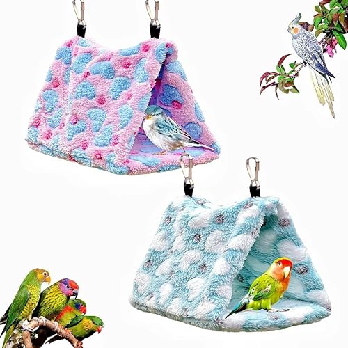 Magnoloran Pacote com 2 ninhos de pássaros quentes de pelúcia aconchegante rede de pássaros pendurad