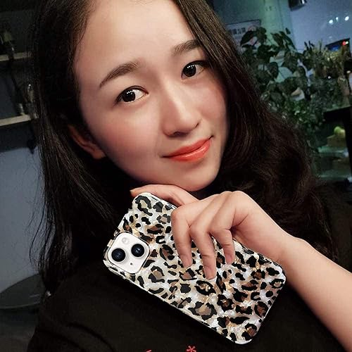 Miniatura 7 de J.west Funda compatible con iPhone 15 de 6.1 pulgadas, funda de lujo translúcida translúcida con estampado de leopardo y guepardo, diseño nacarado,