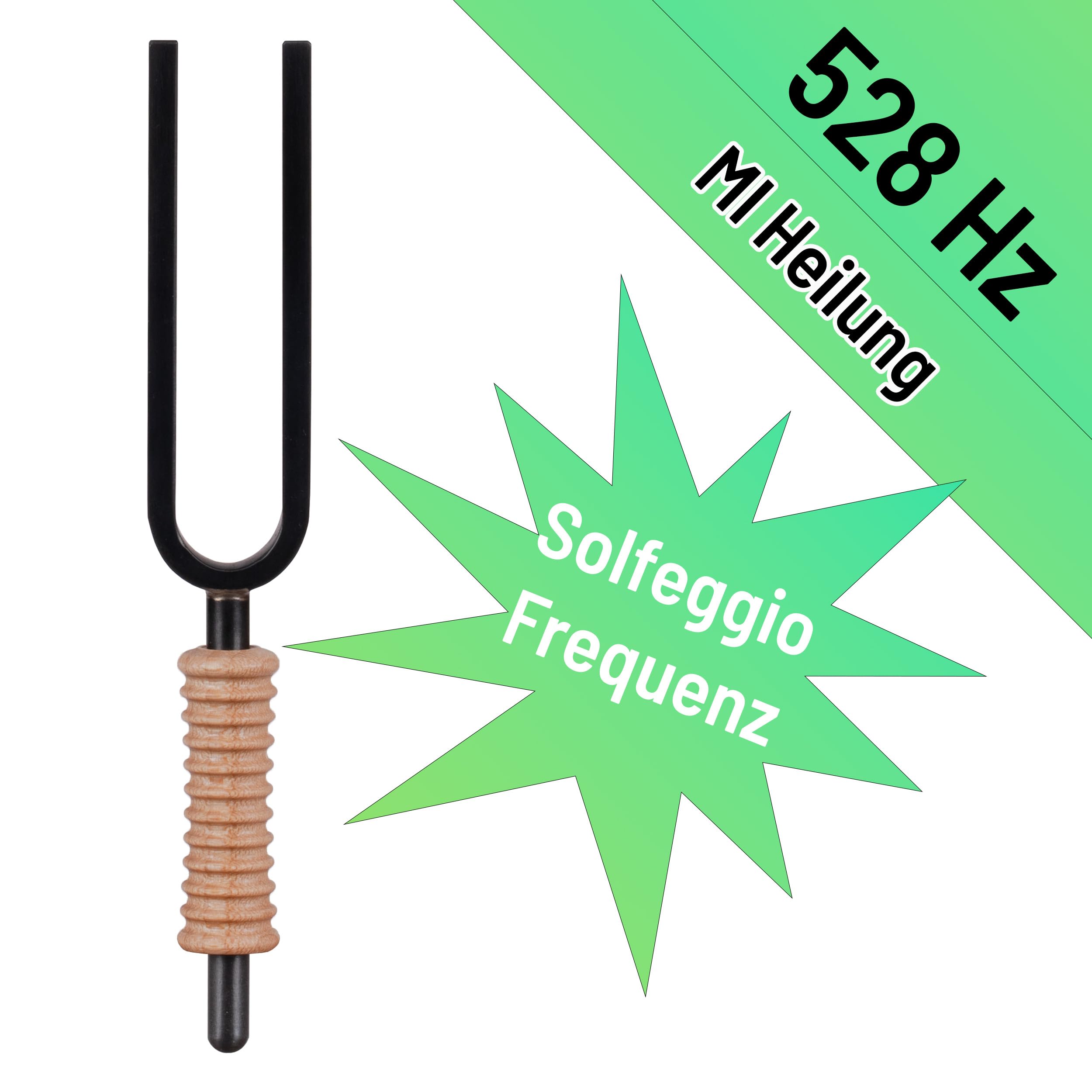Schlagwerk Einklang - Solfeggio Stimmgabel MI 528 Hz – exakte Frequenz, nickelfrei, aus brüniertem Stahl – Made in Germany – Klangtherapie & Energiearbeit