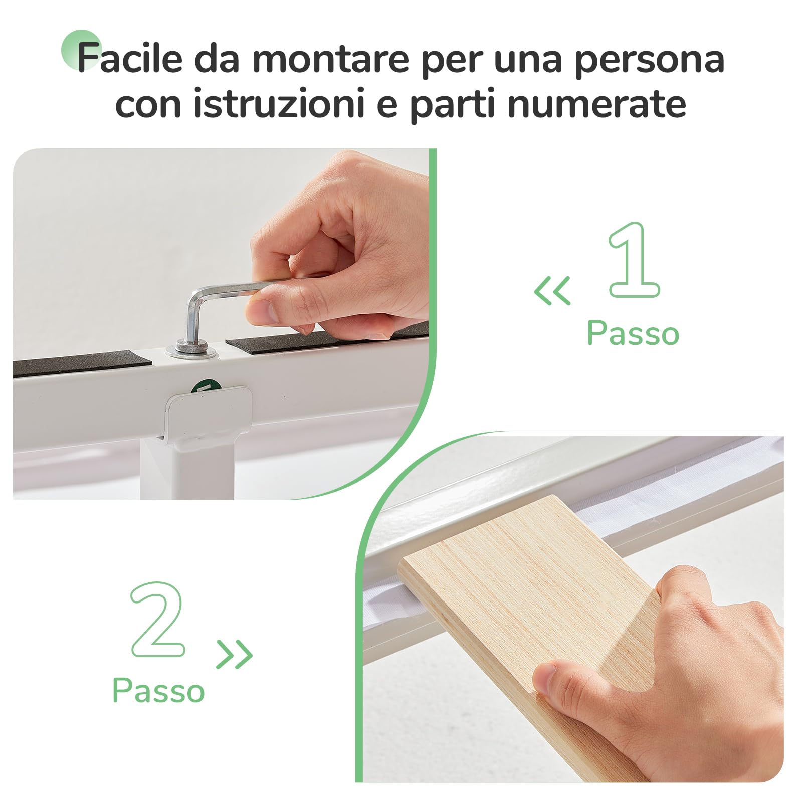 Novilla Rete Letto Matrimoniale 160x190 Struttura Letto a Doghe in Legno, Spazio di Archiviazione Sotto al Letto, Facile da Montare, Perfetto per Tutti Tipi di Letti e Materassi, Bianco