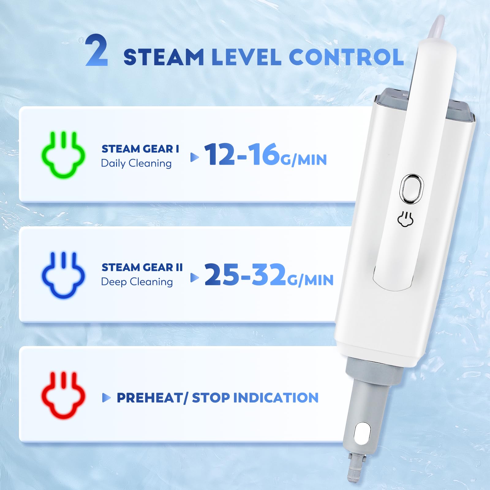 CGOLDENEWALL Mopa a Vapor Multifunción, Depósito de Agua de 360ml, con 12 Accesorios de Limpieza, Cable de 3m, 2 Ajustes de Vapor, para Suelos Laminados Duros, Cocinas, Ventanas