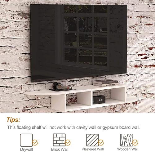 Miniatura 8 de GHC Soporte de TV flotante, centro de entretenimiento montado en la pared y estante de gabinete, consola de TV con almacenamiento, consola