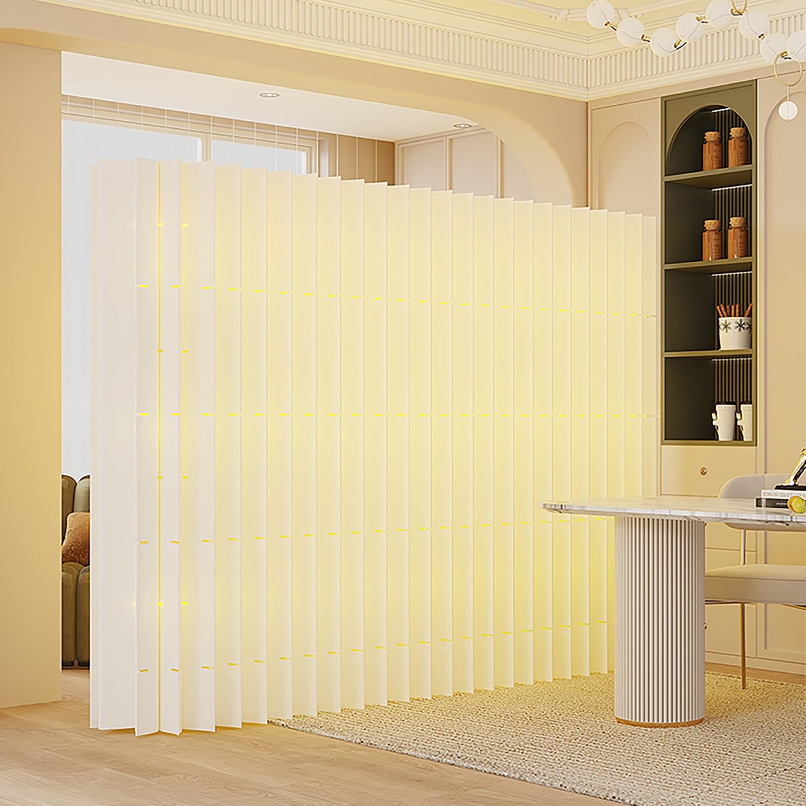 Separador de ambientes plegable con luces LED, pantalla de privacidad plegable, división de espacio ajustable para el hogar, oficina, estudio