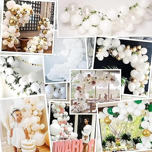 Miniatura 6 de Kit de arco de globos de 140 piezas, globos blancos de diferentes tamaños, paquete de 18, 12, 10, 5 pulgadas, kit de globos para fiesta de