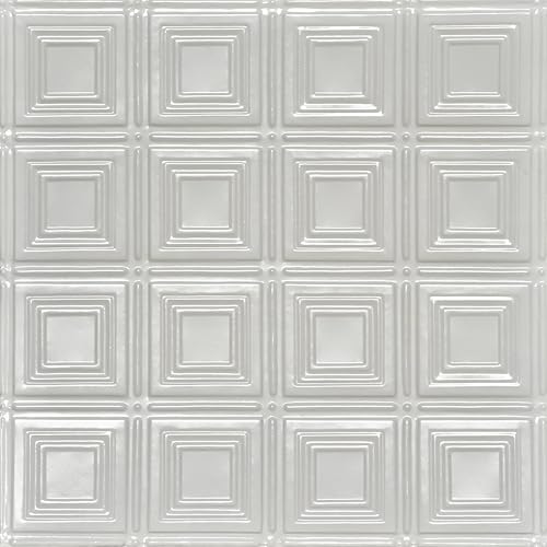 Shanko SKPC204-bk-24x24-D-12 - Azulejo de techo de metal estampado (48 pies cuadrados), color negro satinado