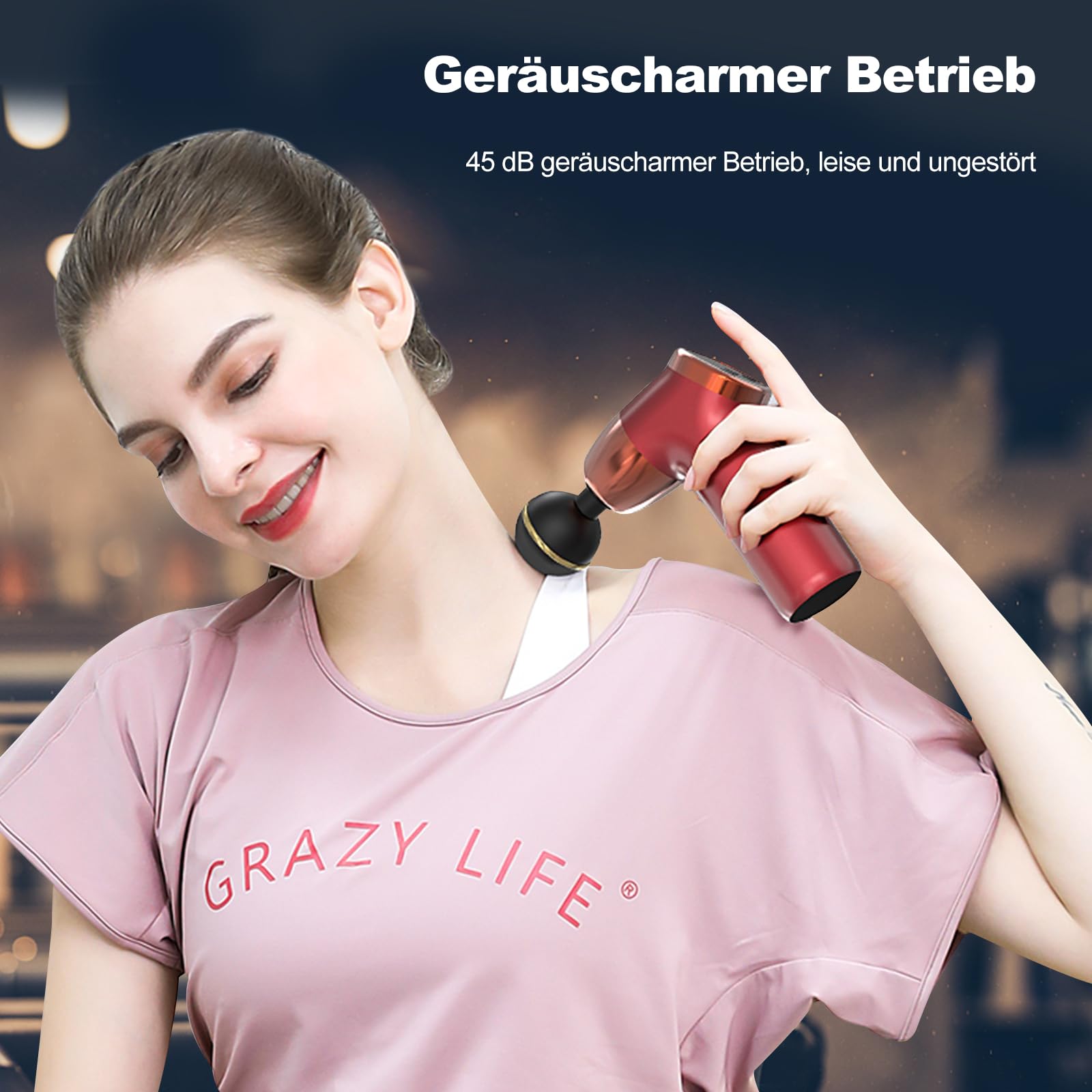 Ergocar Muskel Massagepistole Massage Gun Tiefen Massagegerät für Nacken Schulter Faszien Tiefengewebe mit 20-Gang-Modi Elektrisches Handmassagegerät 4 Massageköpfen, Taste Stil-Rosa