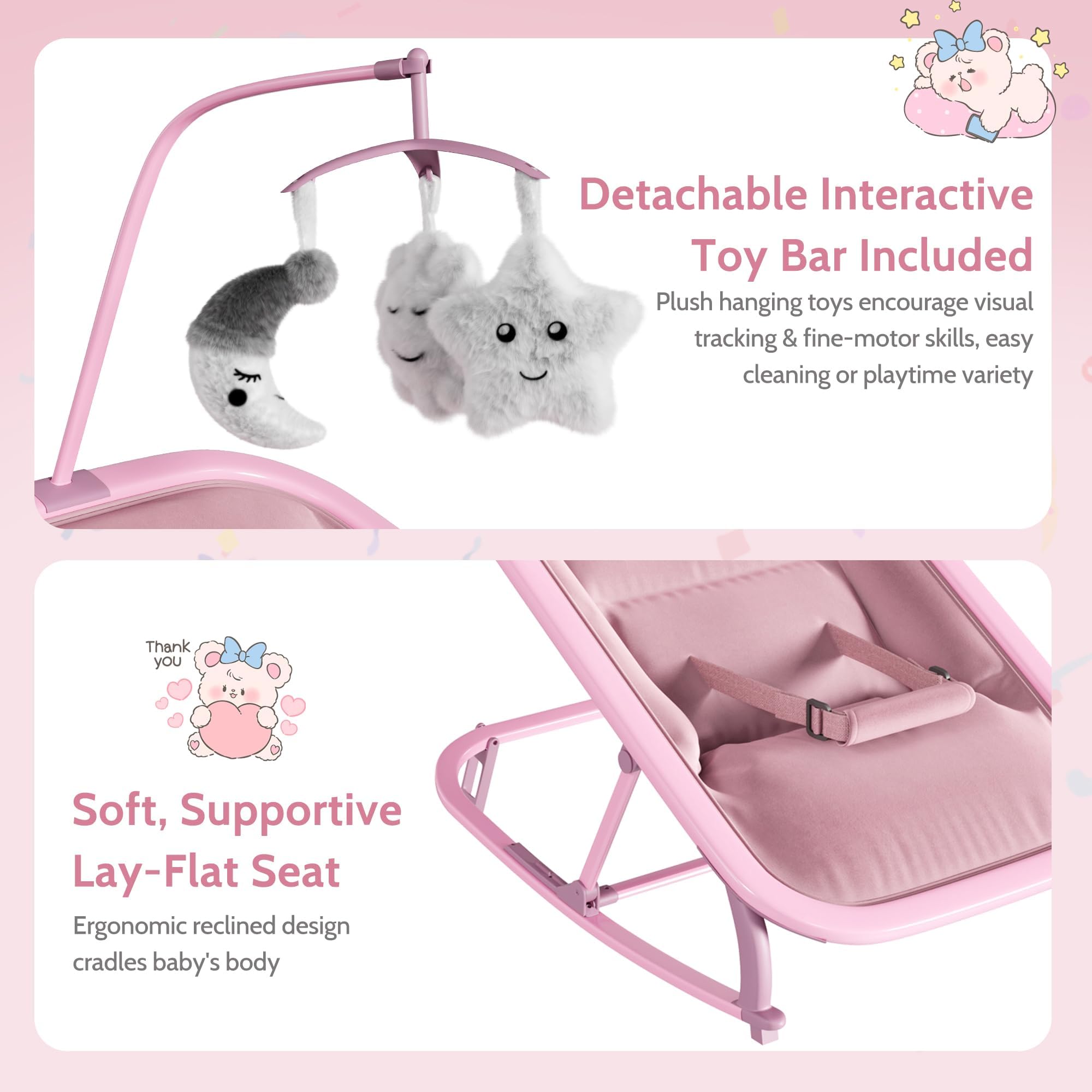 2-in-1 Babywippe &Schaukelstuhl, 0–2 Jahre, zu 15 kg