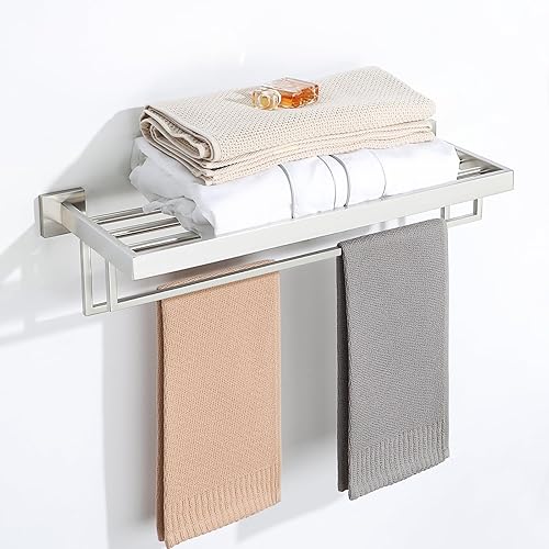 Alise Toalleros de 24 pulgadas para baño, toallero montado en la pared con barras de toalla dobles, estante de toalla de acero inoxidable SUS 304,