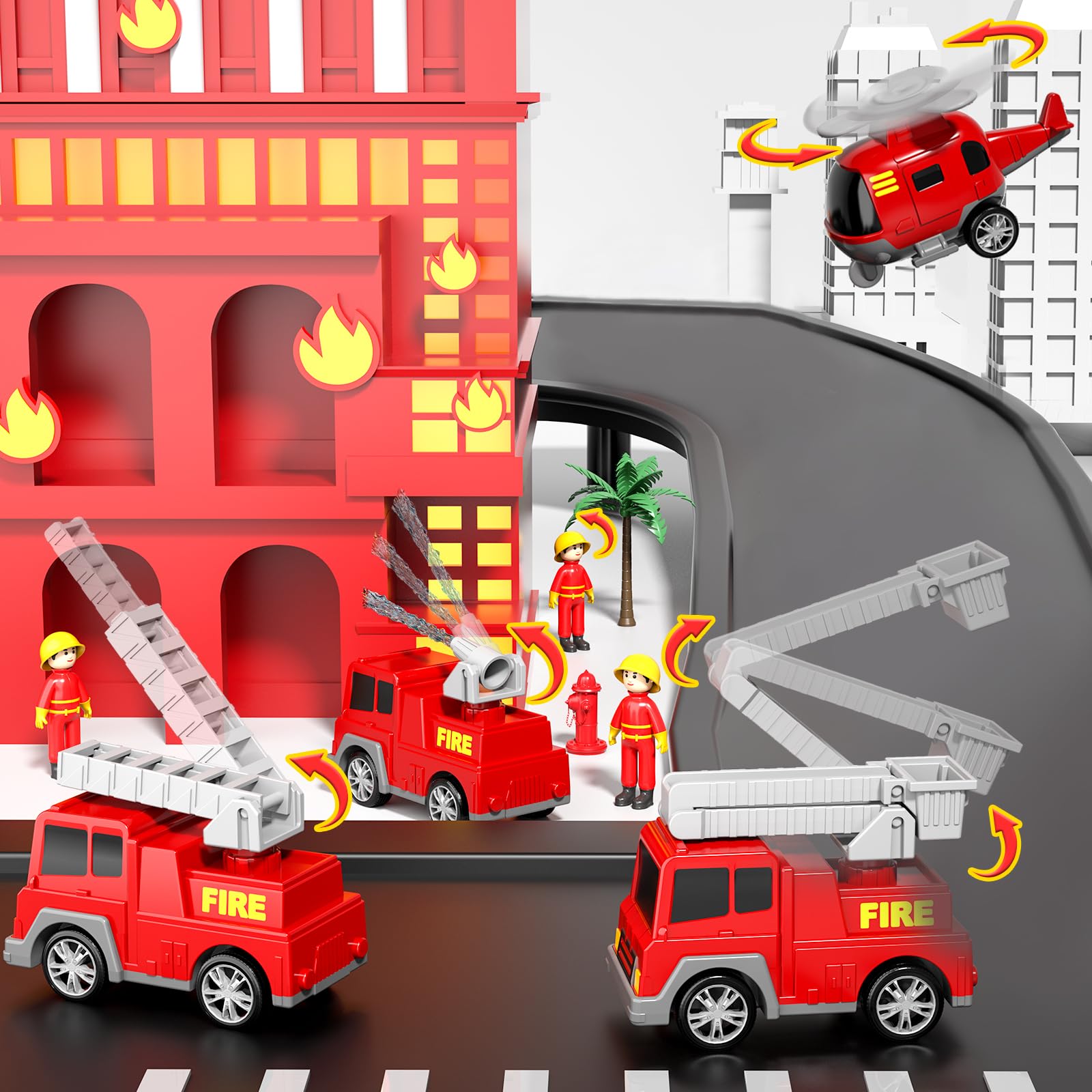 Camión de bomberos de juguete para niños con luces y