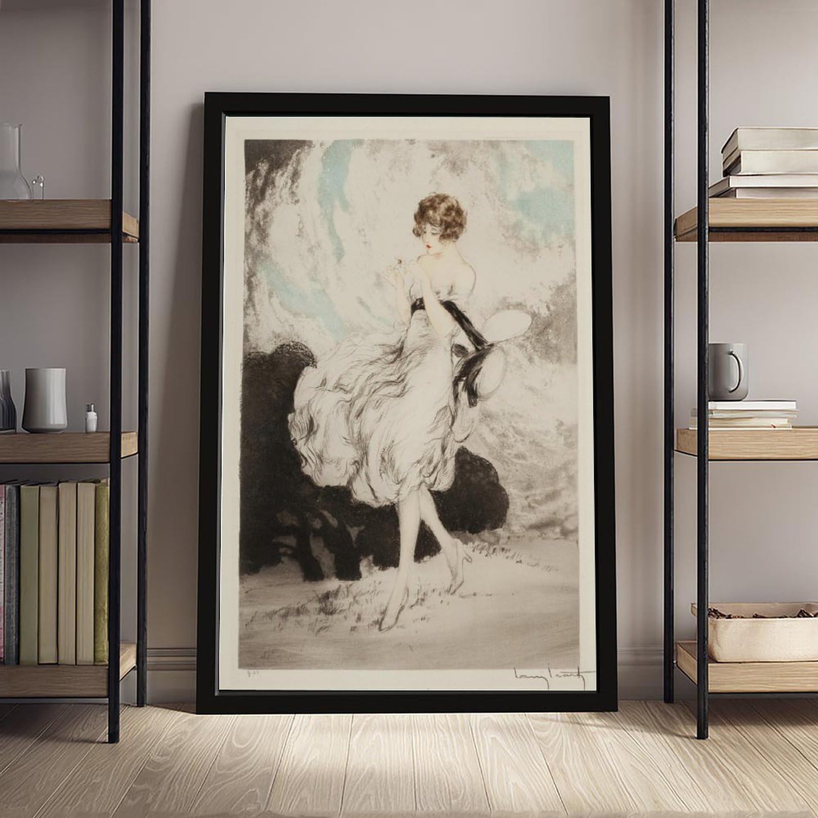 WCYB Lillies by Louis Icart – Vintage Art Deco wytrawianie nadruk, romantyczna moda ilustracja ścienna - Etsy Tajwan (a8b58862) wydruki plakaty płótno deco farba