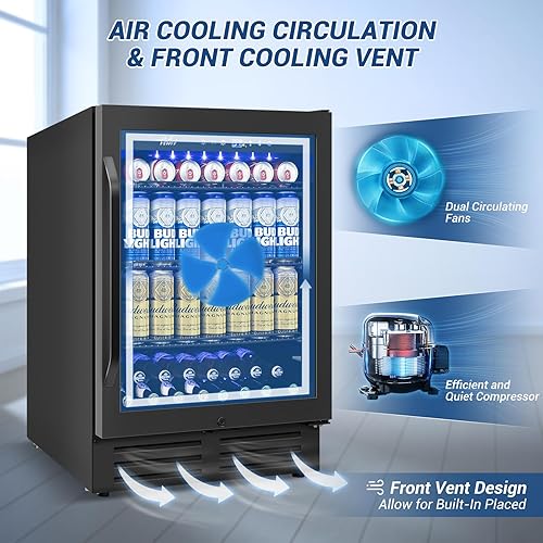 Miniatura 4 de Refrigerador de bebidas de 24 pulgadas debajo de la encimera, refrigerador de cerveza y bebidas integrado de 24 pulgadas con puerta de vidrio para