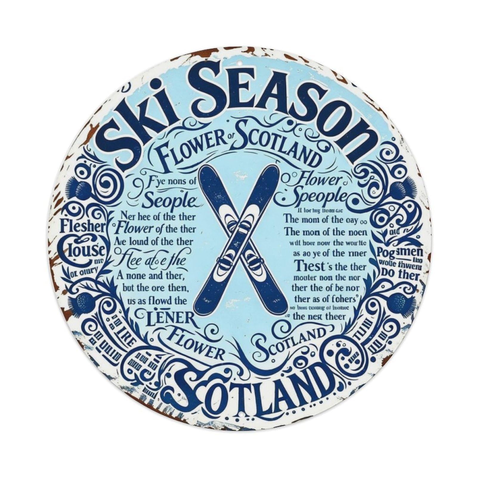 Ski Season Metal Tin Sign Plaque