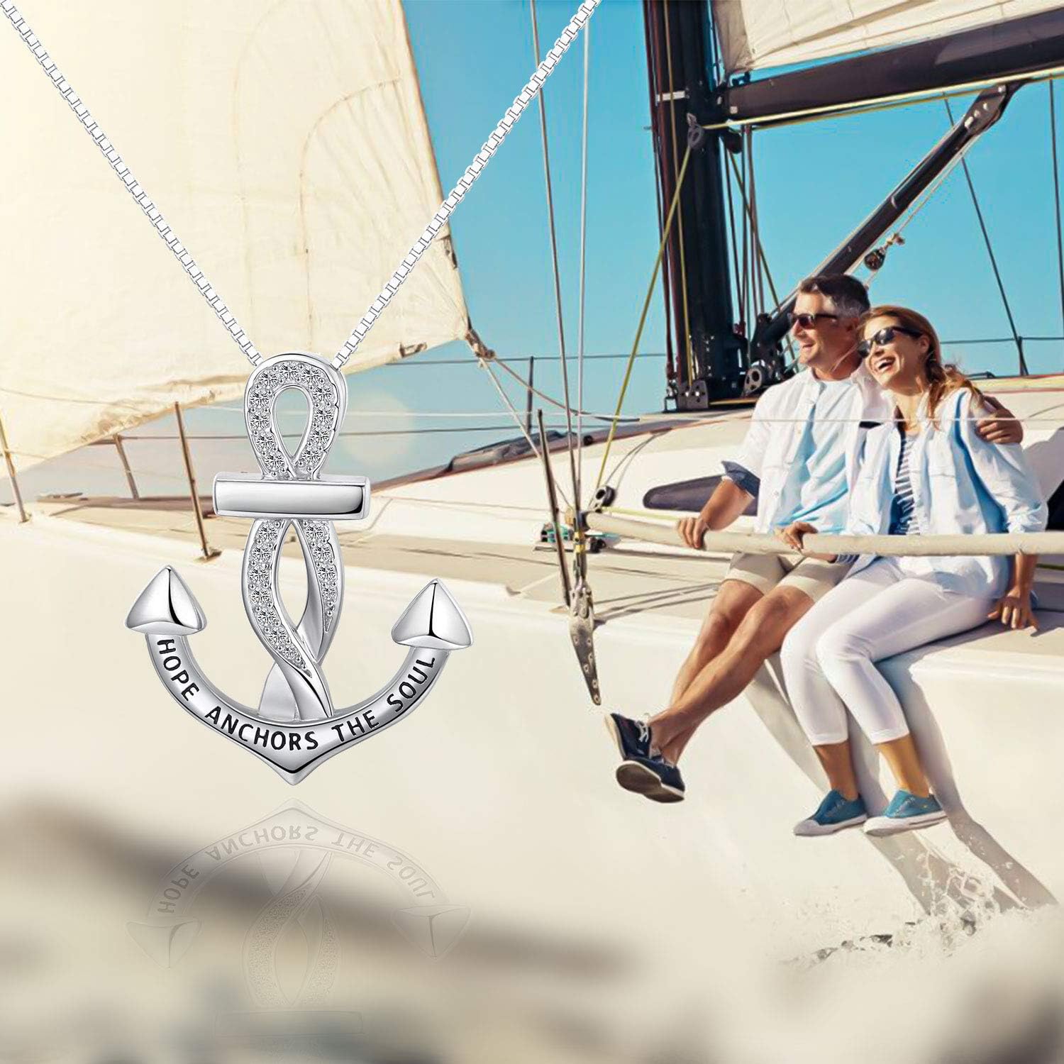 JUSTKIDSTOY Graduation Gifts Anchor Necklace 925 Sterling Silver Nautical Ship Necklace Hope Anchors The Soul Anchor Pendant Jewelry for Men Women Friend - Image 5