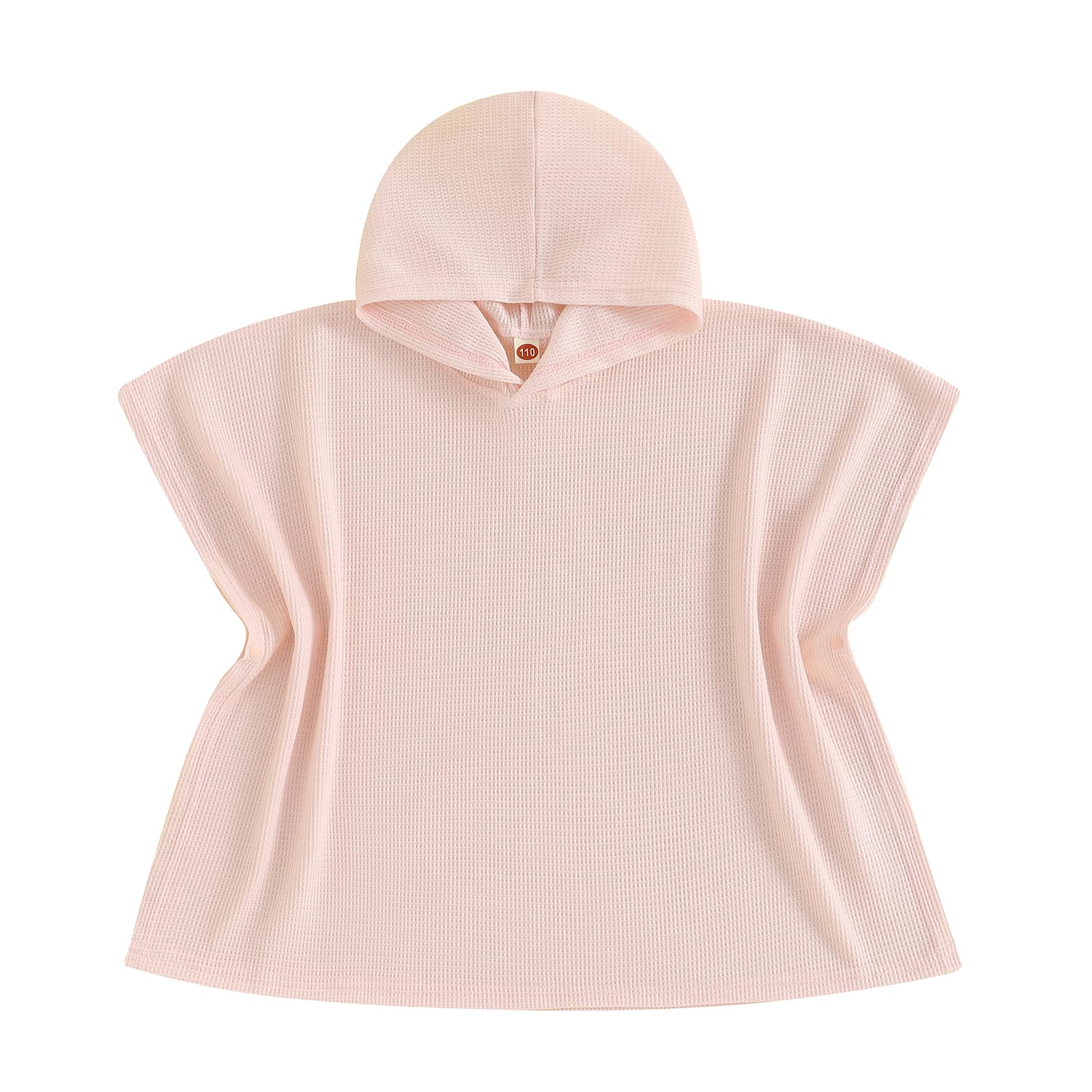 Geagodelia Hooded Swimming Poncho Towels for Kids Toddler Baby Boys Girls Waffle Fabric Soft Changing Robe Towel Beach Cover Up (Blush Pink, 2-3 Years)