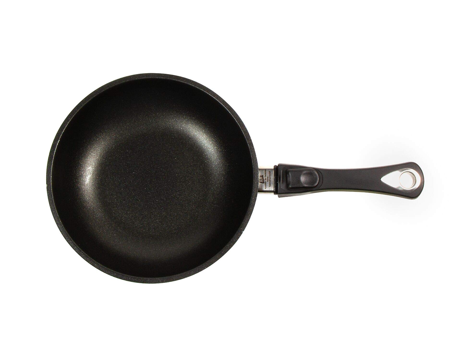 AMT Gastroguss Sauteuse/kleiner Wok, 24 cm Ø, 6 cm hoch, abnehmbarer Stiel, induktionsgeeignet, Lotan® Antihaft-Veredelung, Gusspfanne (Aluguss), AMZN-I-624-Z20B