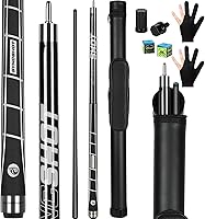 Syncshot Carbon Fiber Pool Cue 58" Professional Billiard Stick - Low Deflection, 12.5mm Tip, Full Set for Adults